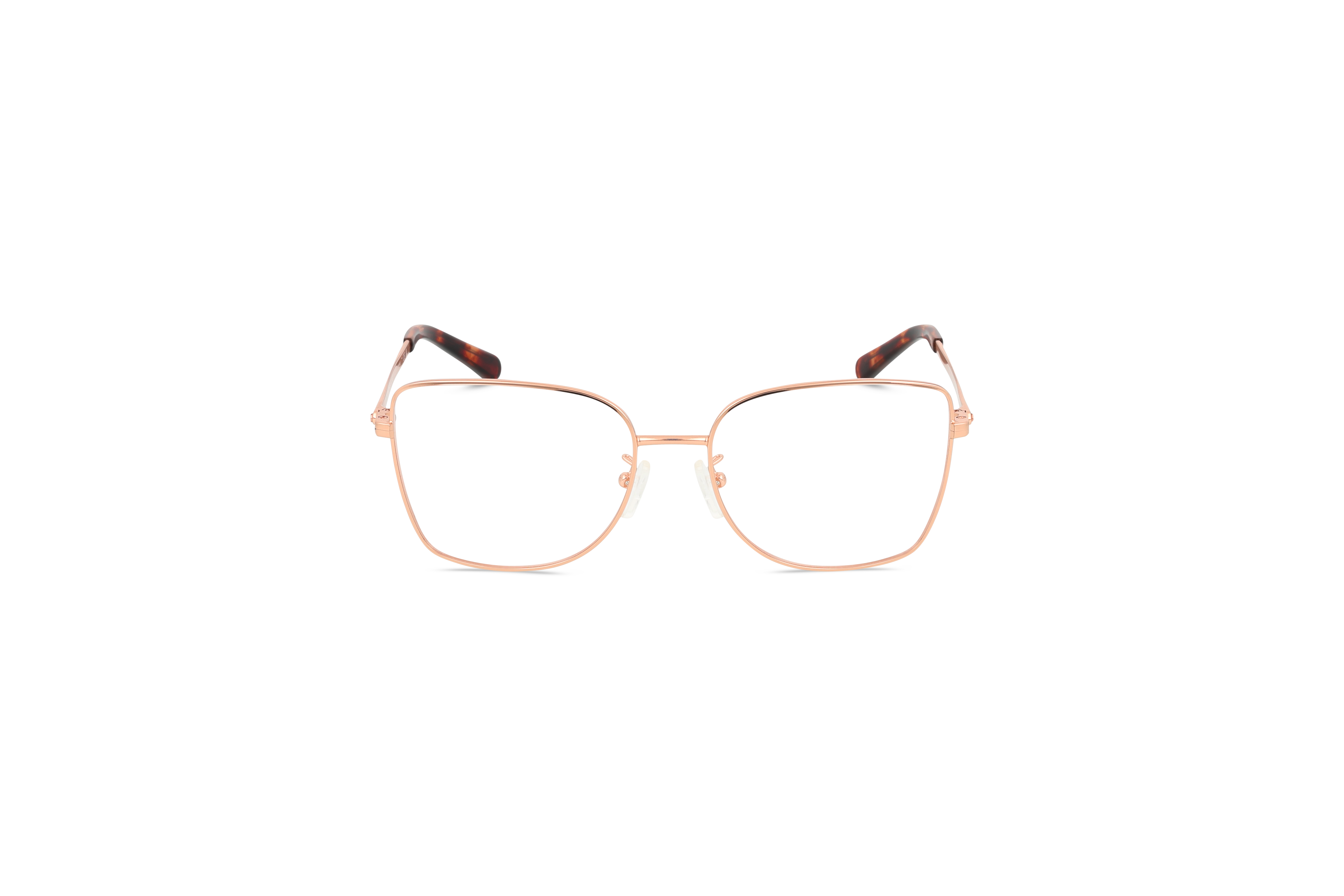 Die Brille Michael Kors MK3035 in Gold auf weißem Hintergrund in Frontalansicht.