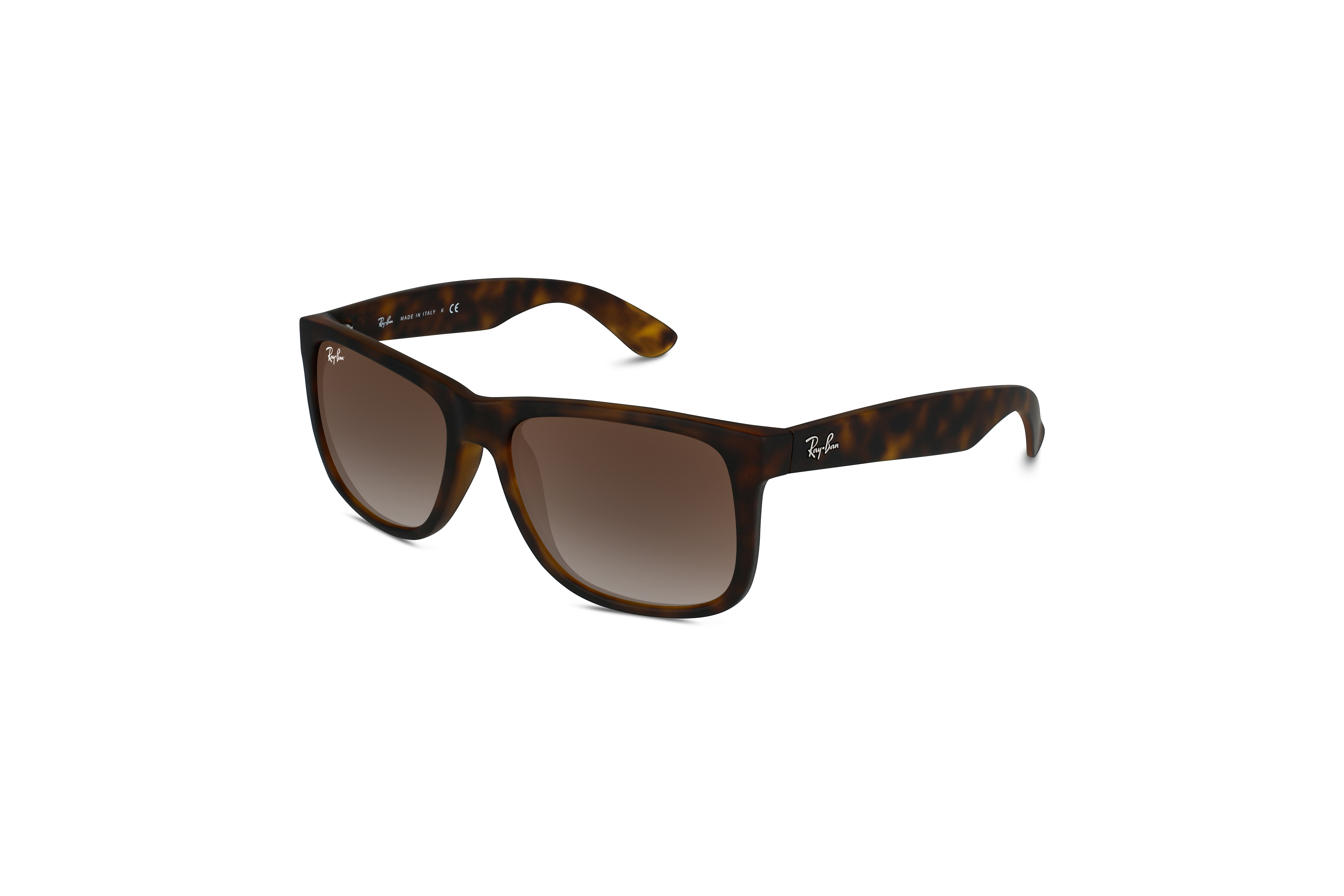 45° Ansicht der Sonnenbrille Ray-Ban RB4165 in Braun auf weißem Hintergrund.