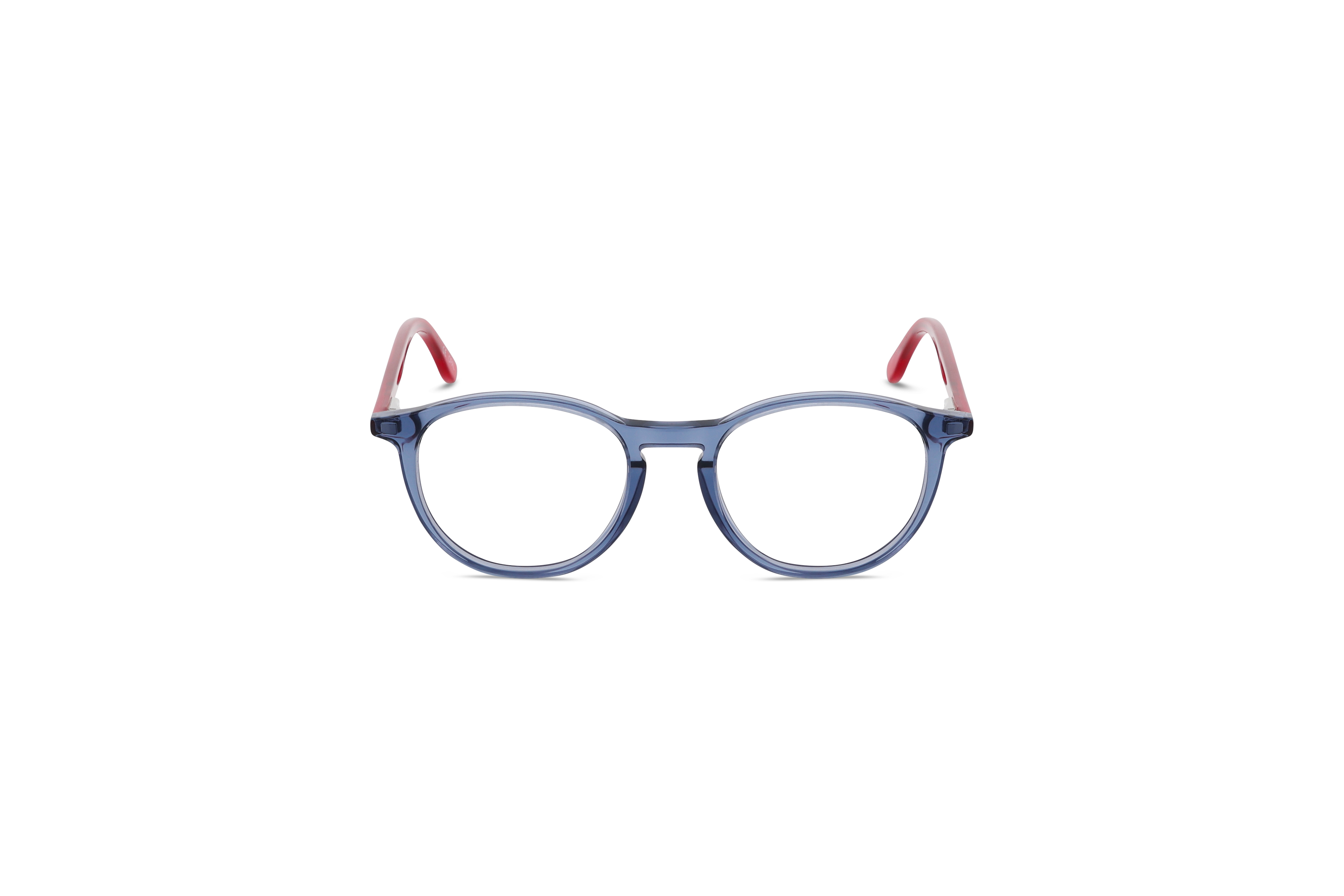 Die Kinderbrille Oplus OP AA175 in Transparent auf weißem Hintergrund in Frontalansicht.