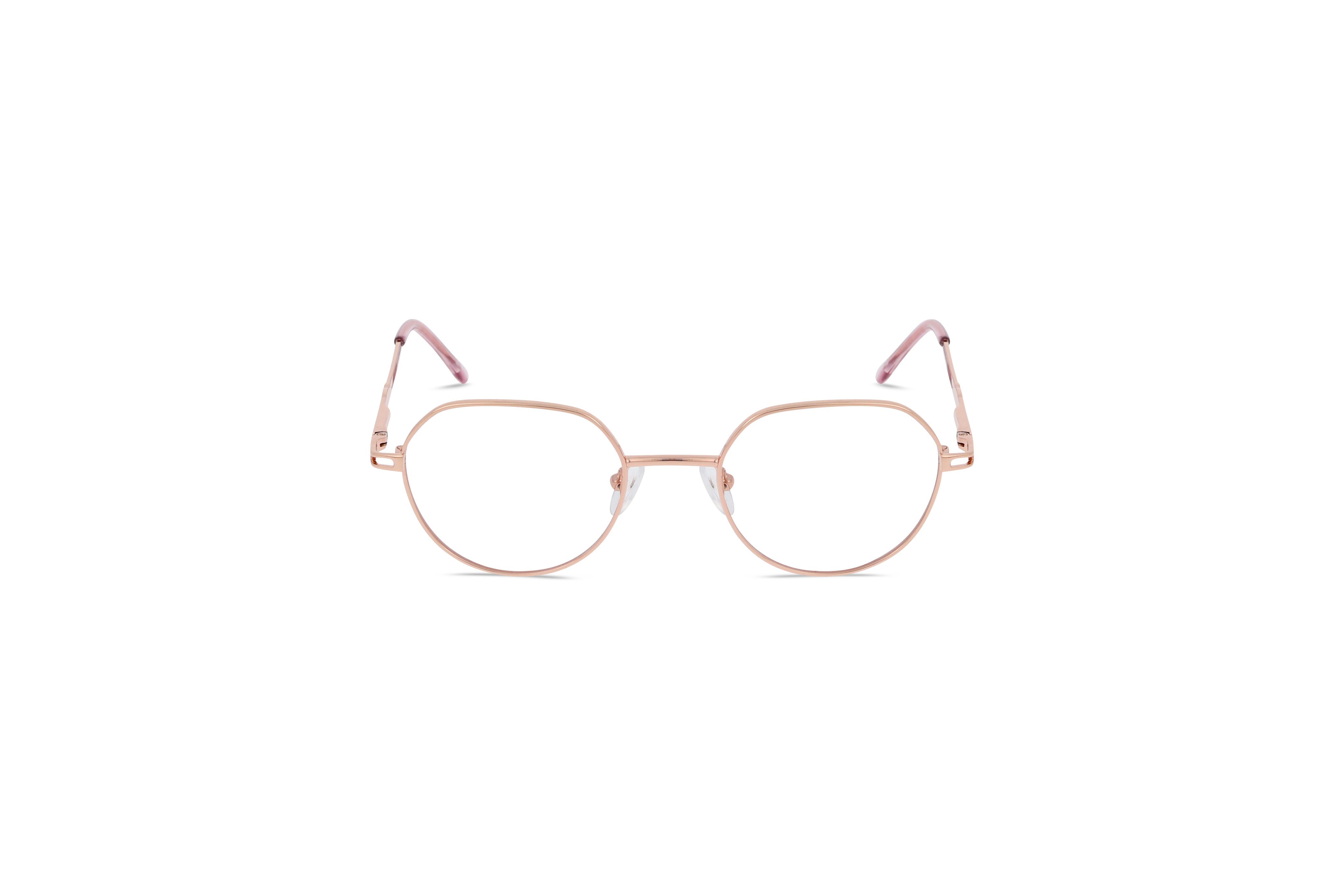 Die Kinderbrille Owlet OW MM318 in Gold auf weißem Hintergrund in Frontalansicht.