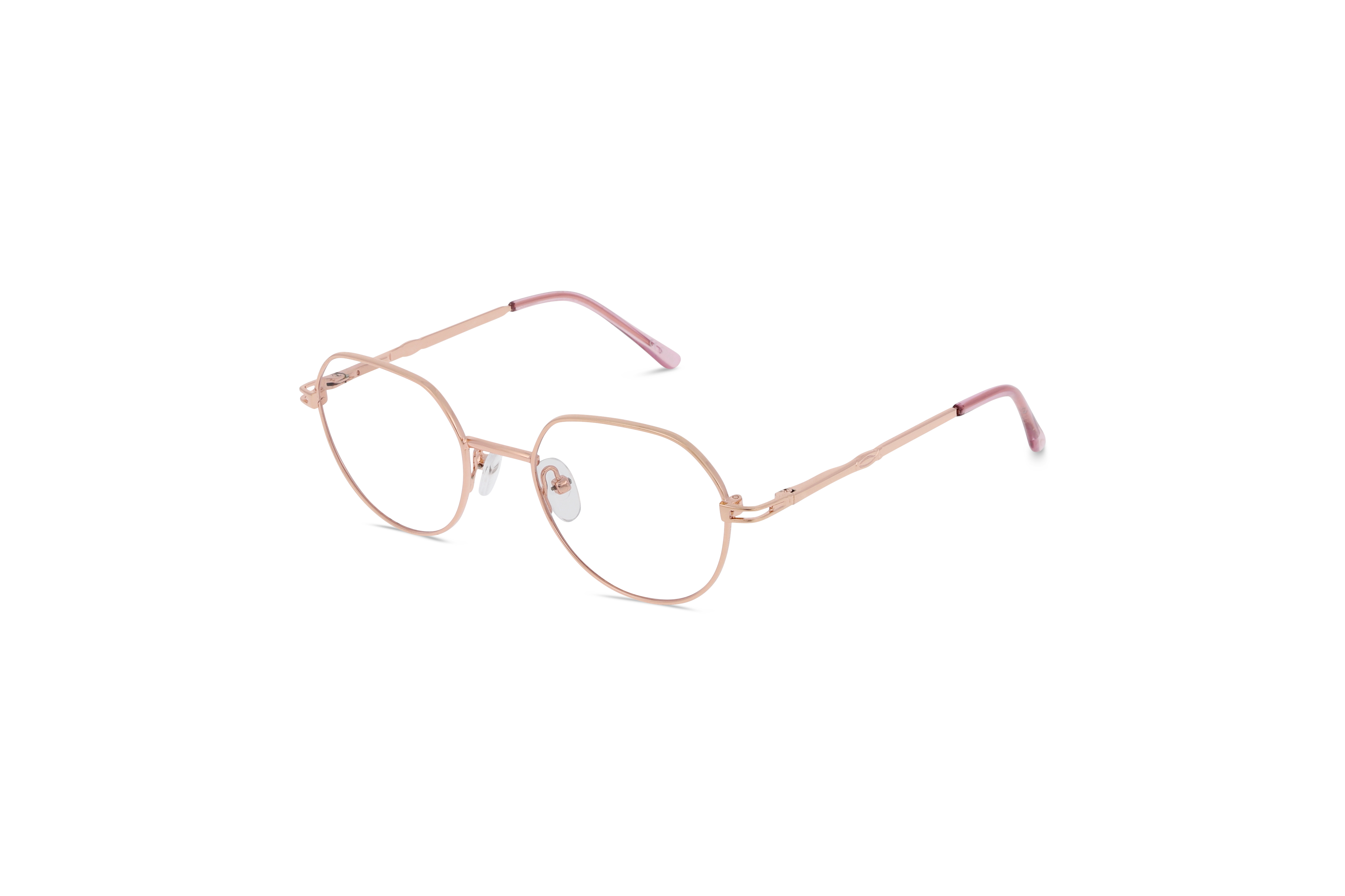 45° Ansicht der Kinderbrille Owlet OW MM318 in Gold auf weißem Hintergrund.