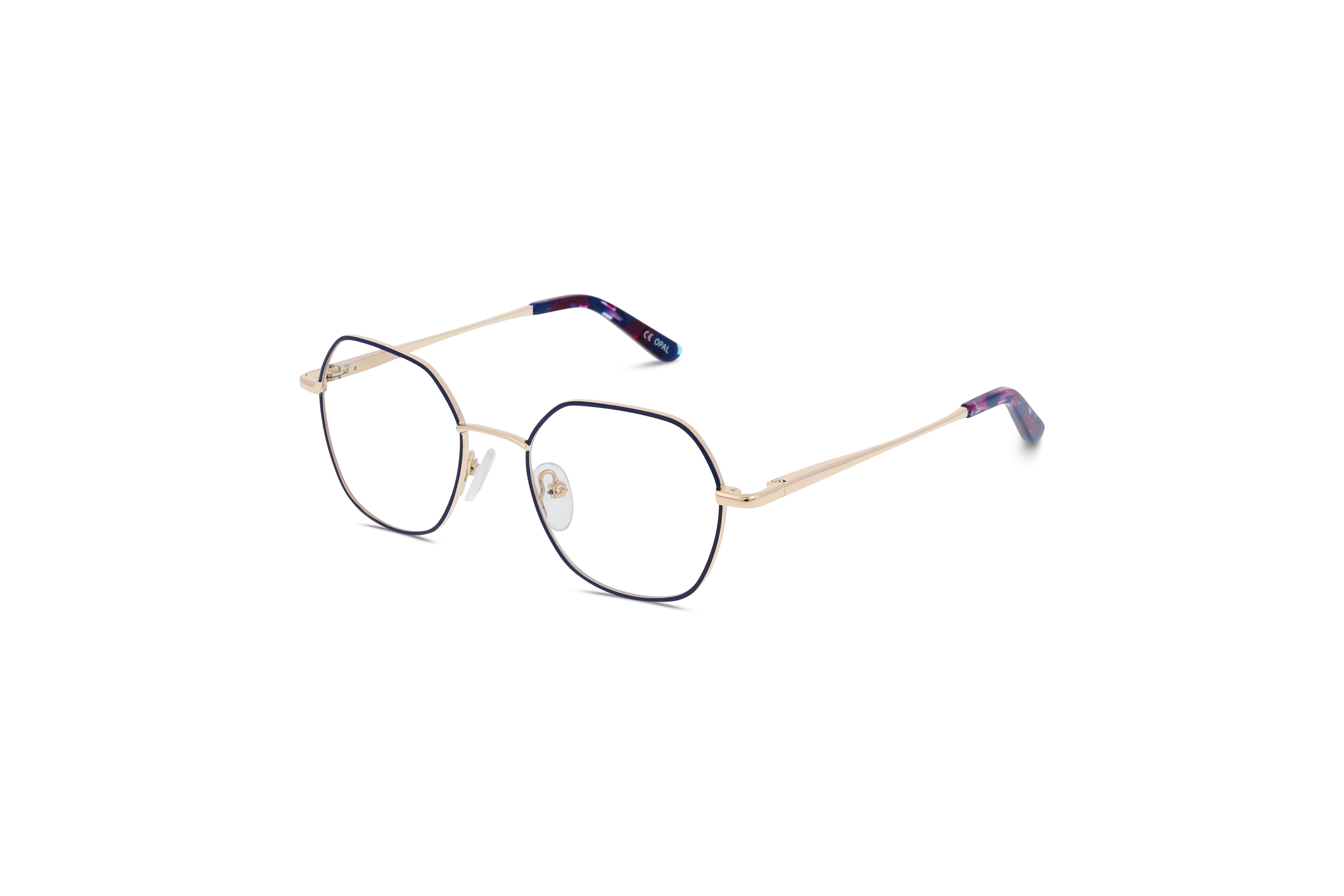 45° Ansicht der Kinderbrille Oplus Oplus OP MM226 in Blau auf weißem Hintergrund.