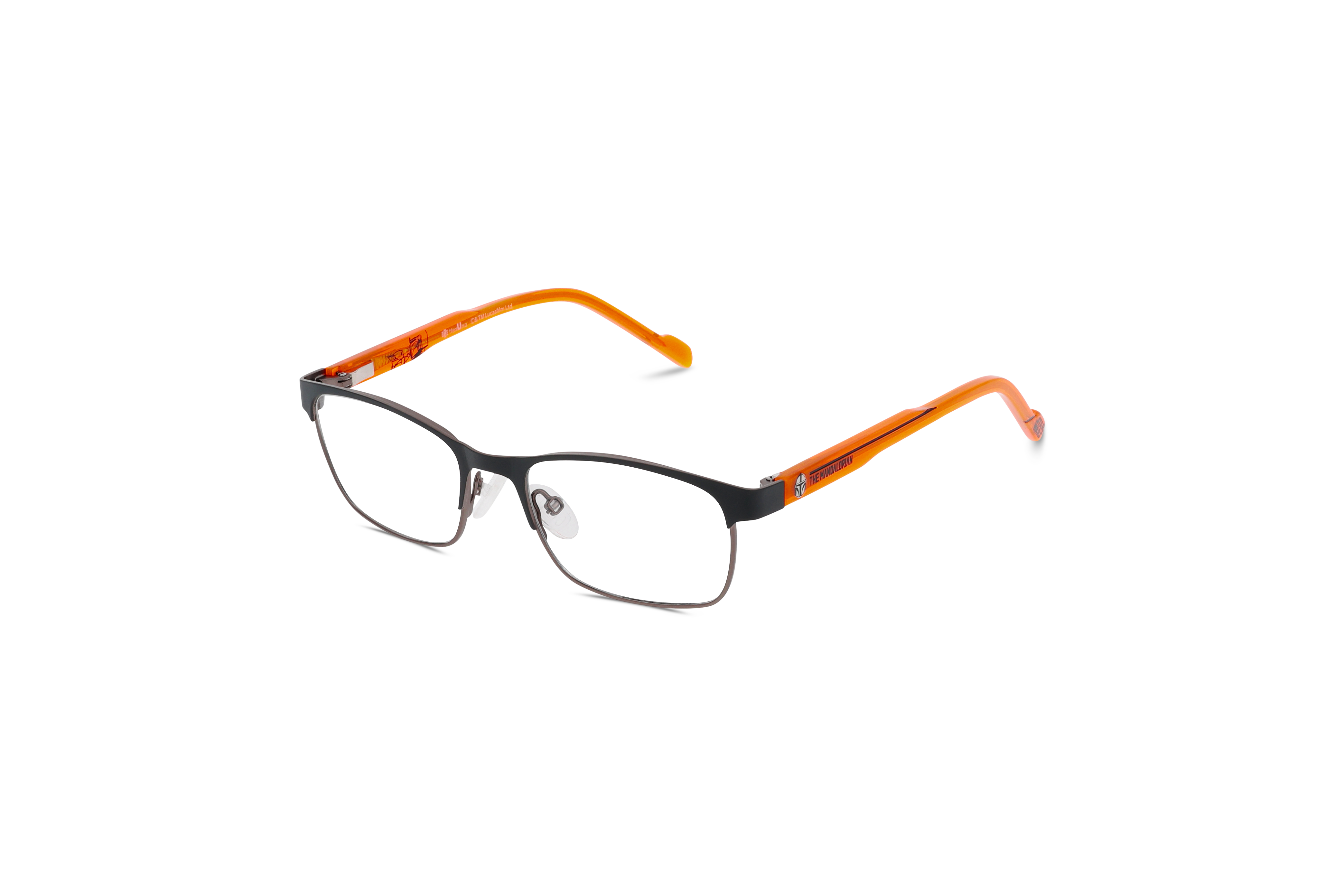 45° Ansicht der Kinderbrille Star Wars SW MM004 in Grau auf weißem Hintergrund.