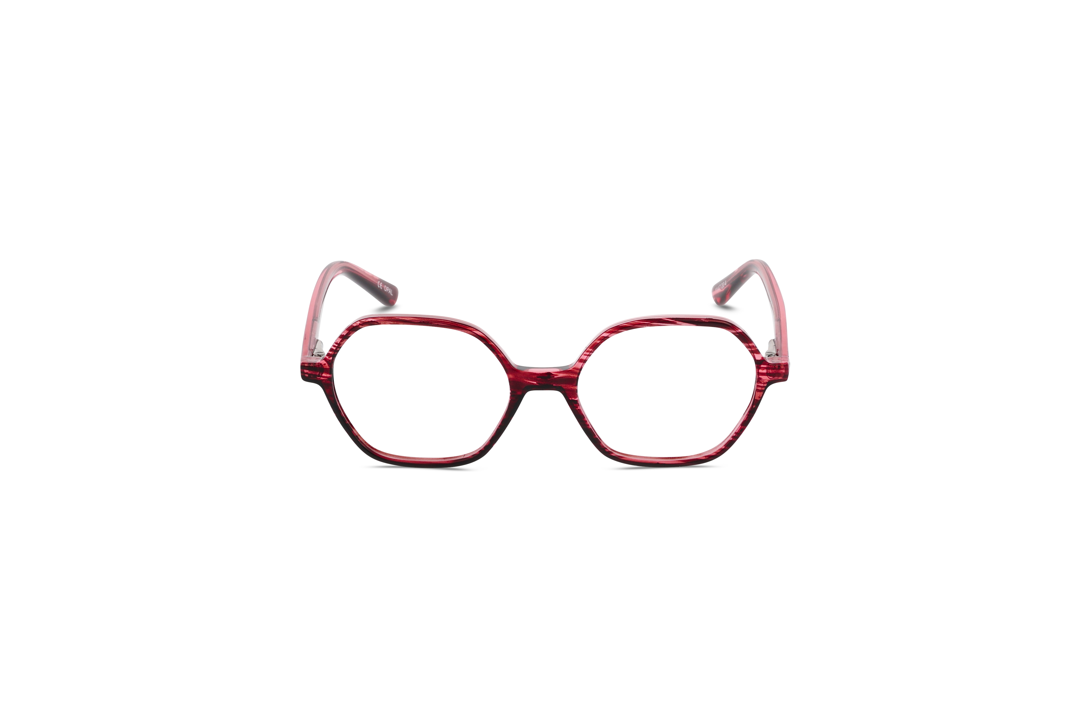 Die Kinderbrille Owlet OW II371 in Pink auf weißem Hintergrund in Frontalansicht.