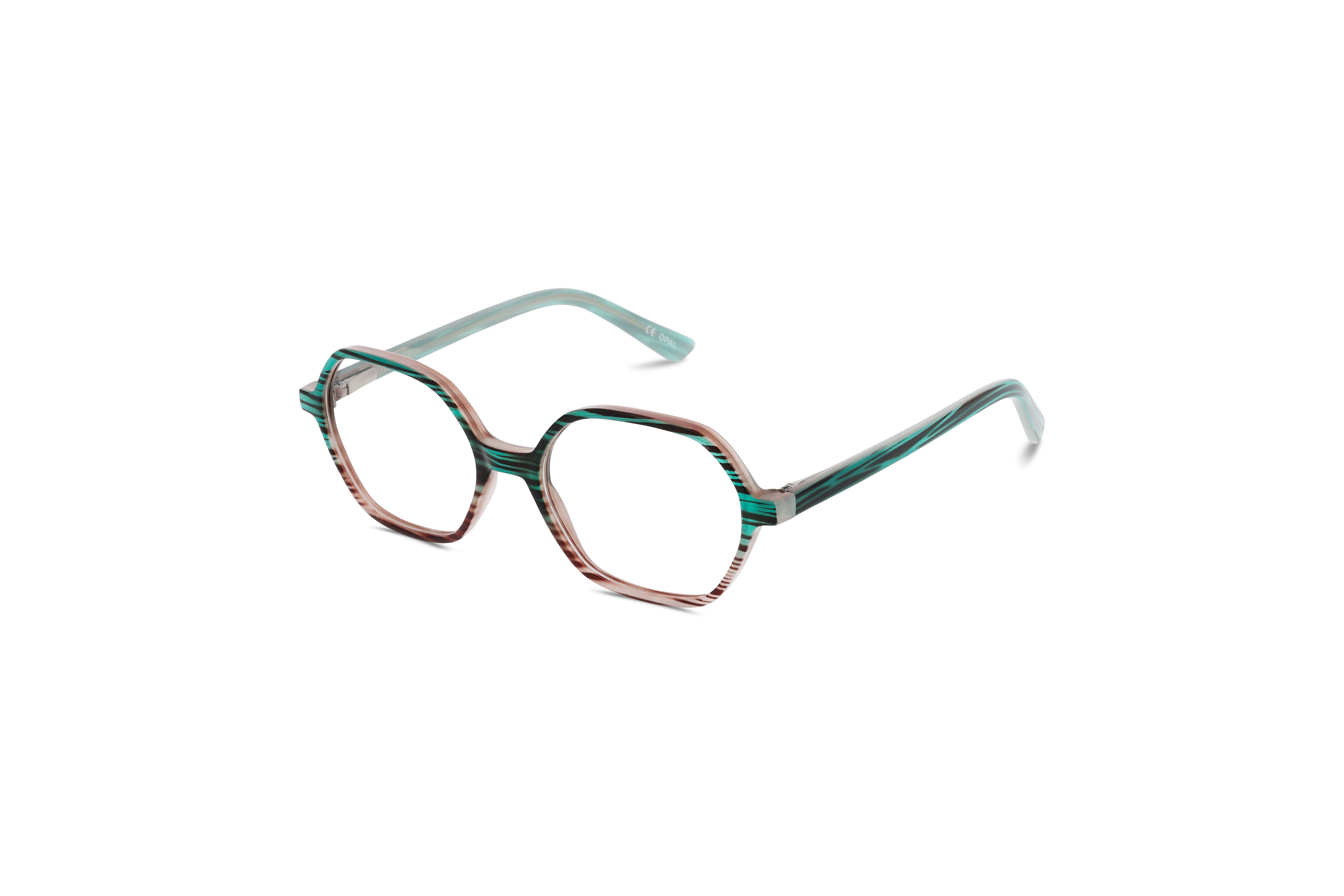 45° Ansicht der Kinderbrille Owlet OW II371 in Türkis auf weißem Hintergrund.