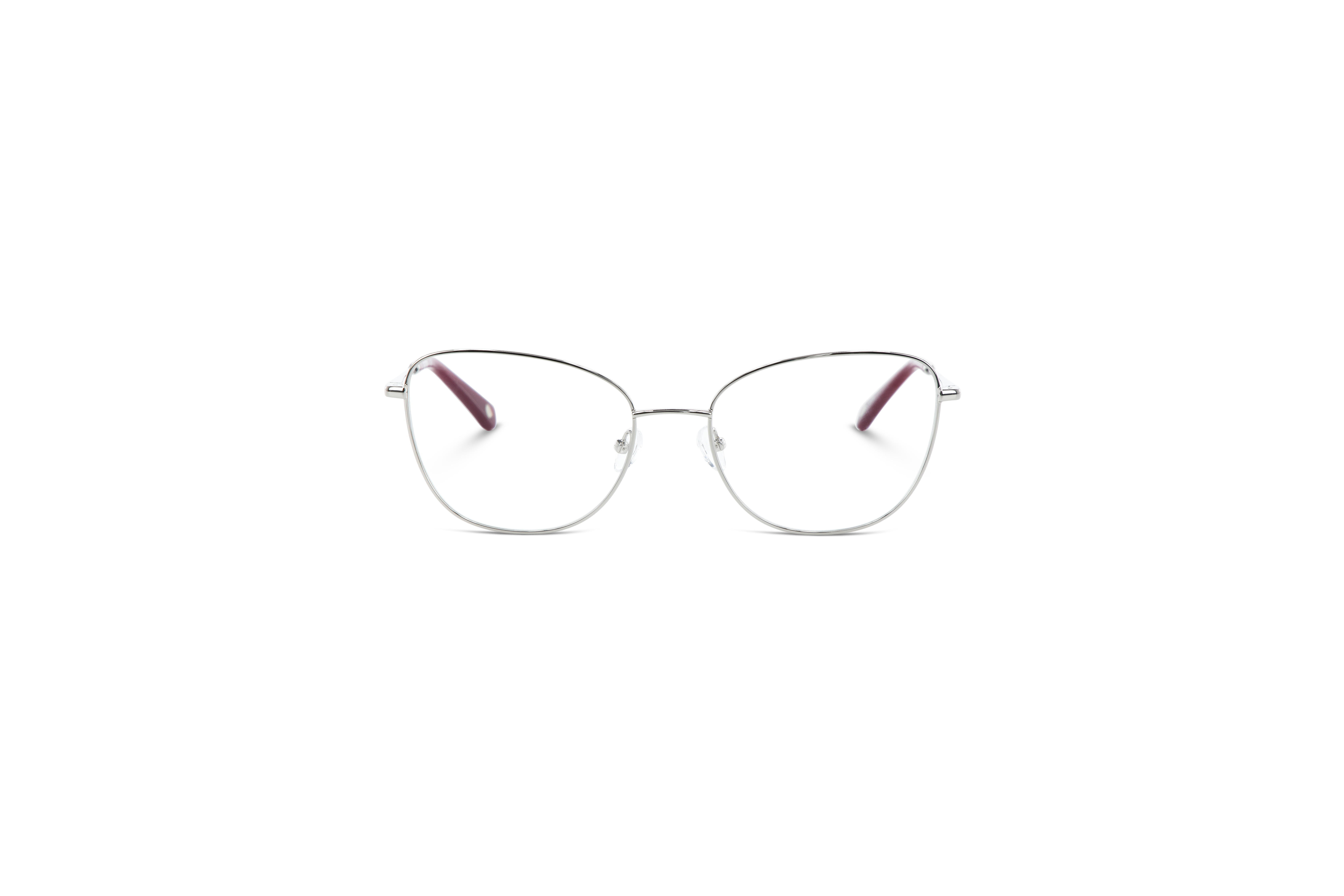 Die Brille KIND Anniki in Silber auf weißem Hintergrund in Frontalansicht.