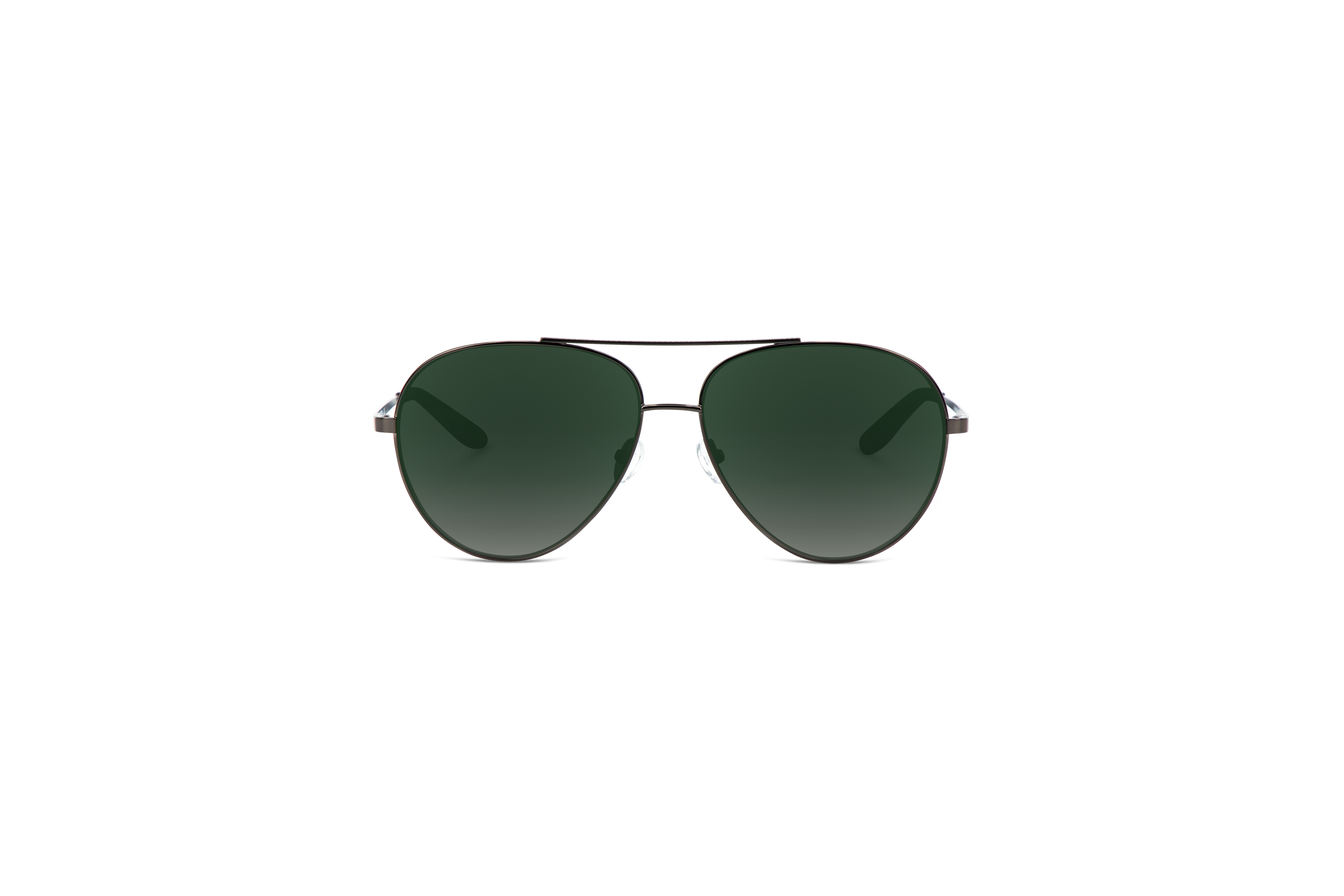 Die Sonnenbrille KIND Kjer in Grau auf weißem Hintergrund in Frontalansicht.