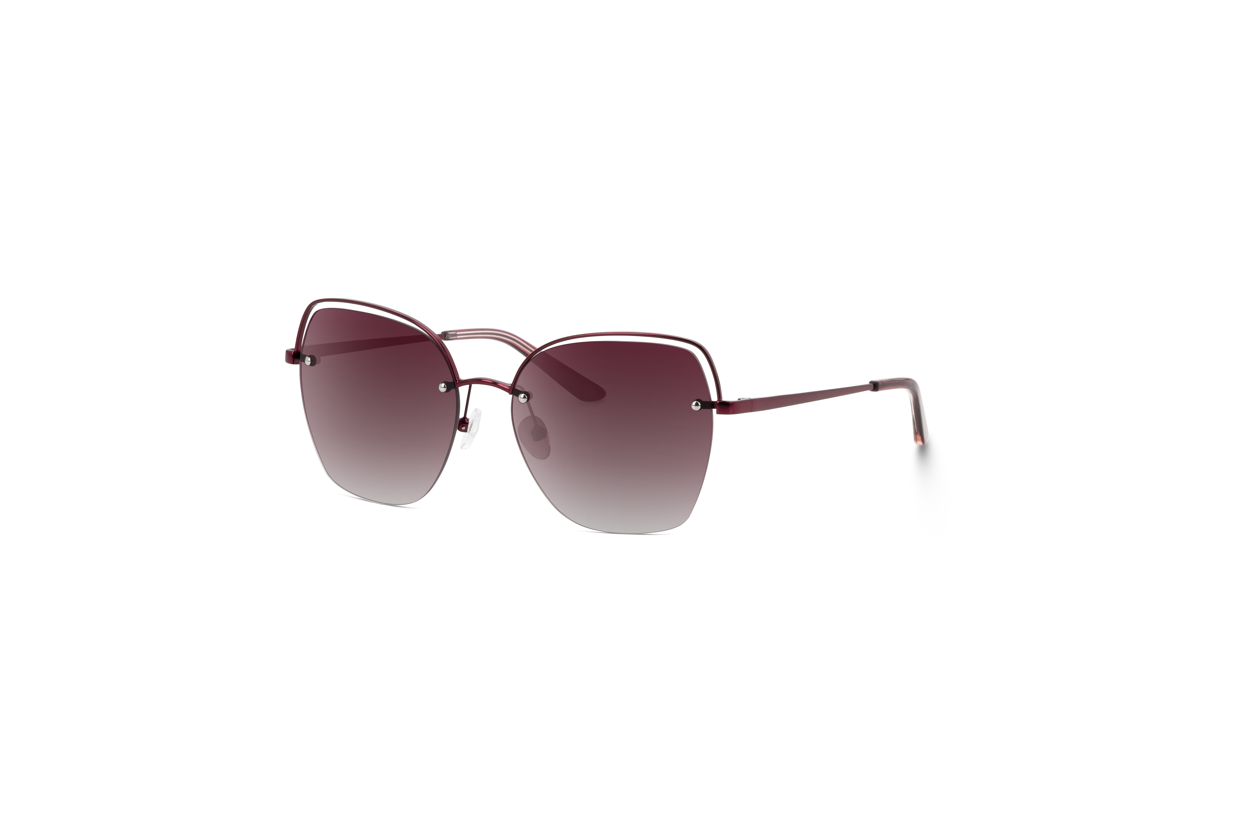 45° Ansicht der Sonnenbrille KIND Färöer in Rot auf weißem Hintergrund.