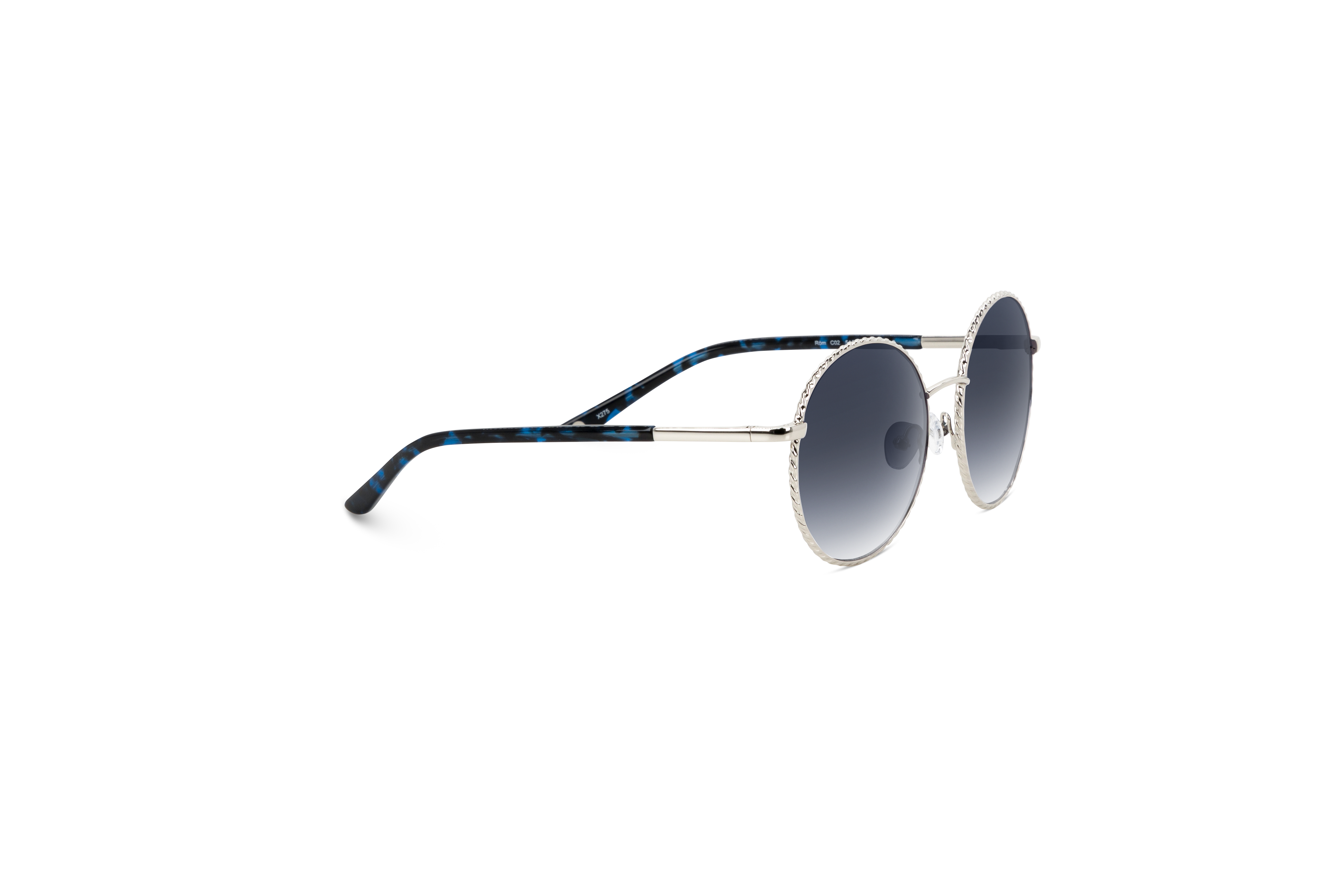 Die Sonnenbrille KIND Röm in Silber mit Seitenansicht.