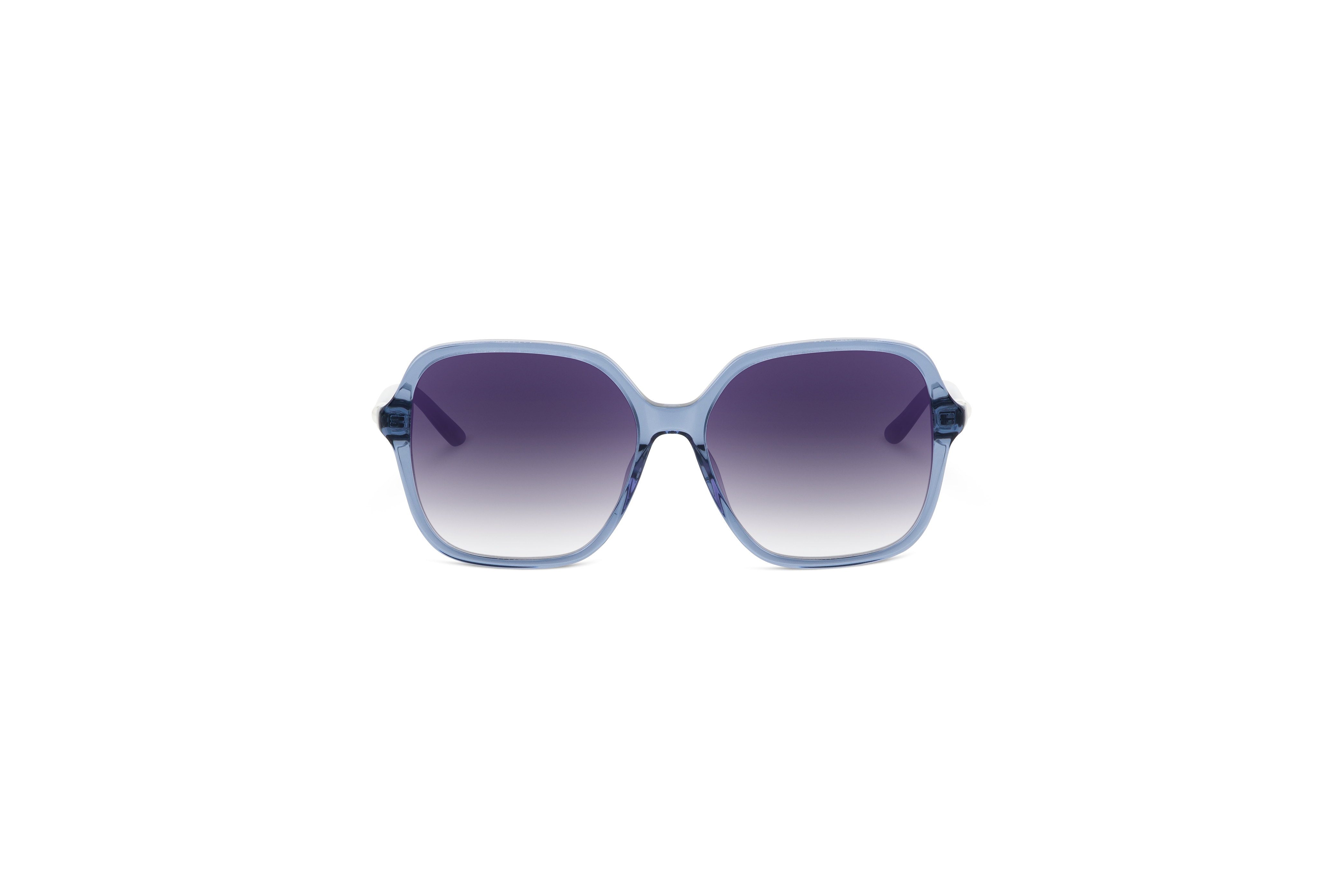 Die Sonnenbrille KIND Guernsey in Blau auf weißem Hintergrund in Frontalansicht.