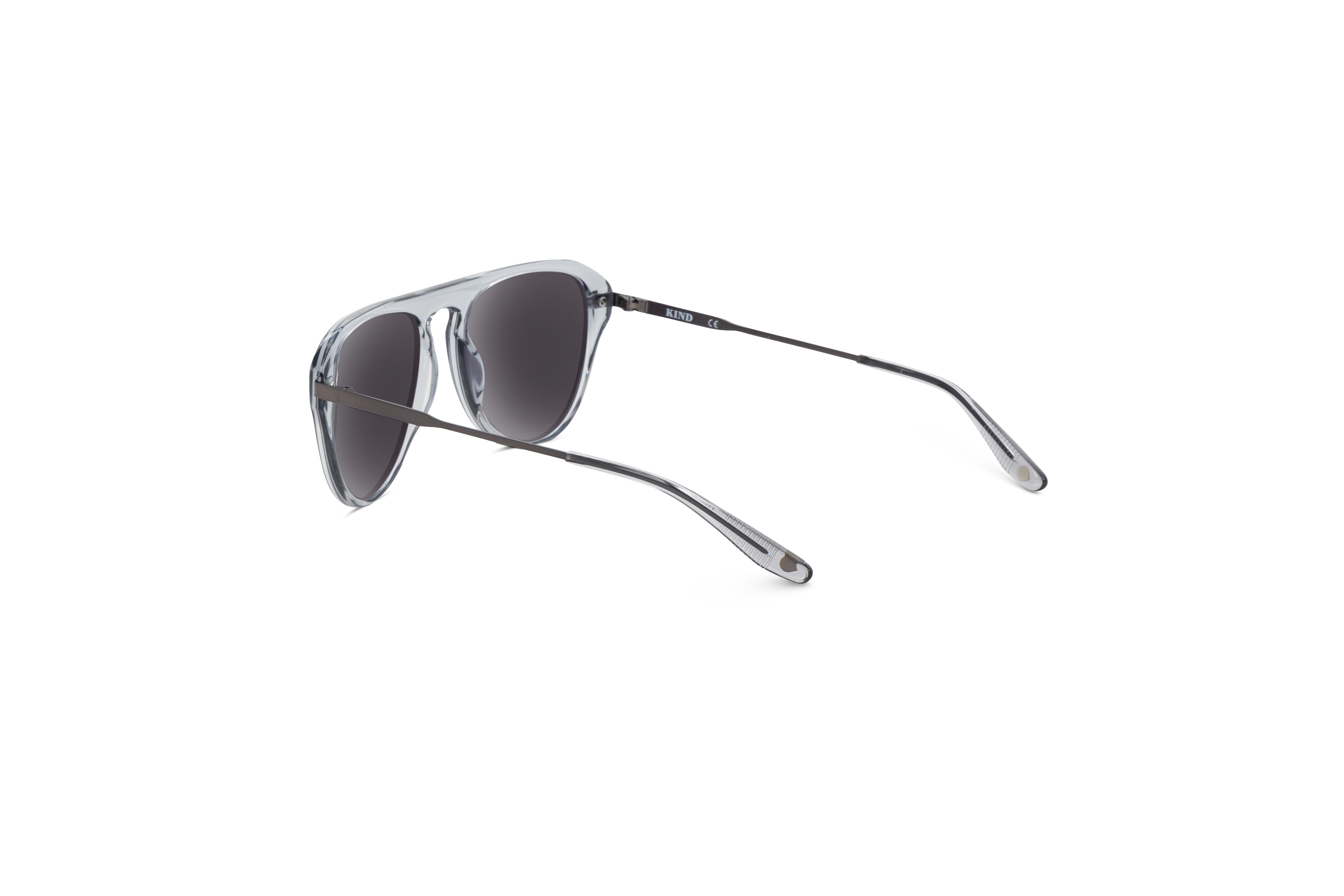 Die Sonnenbrille KIND Sardinien in Grau mit Innenansicht.