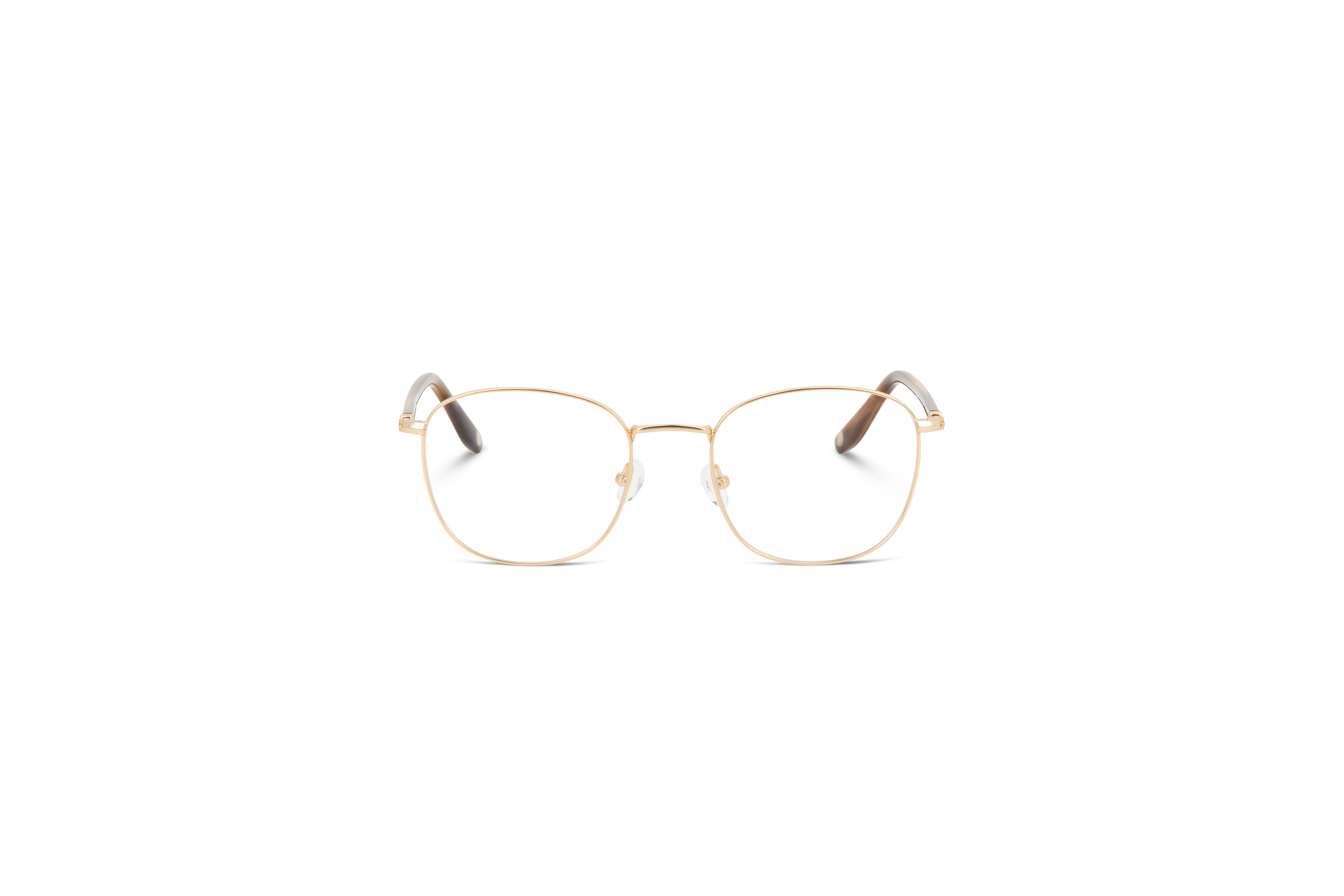 Die Brille KIND Grönland in Gold auf weißem Hintergrund in Frontalansicht.