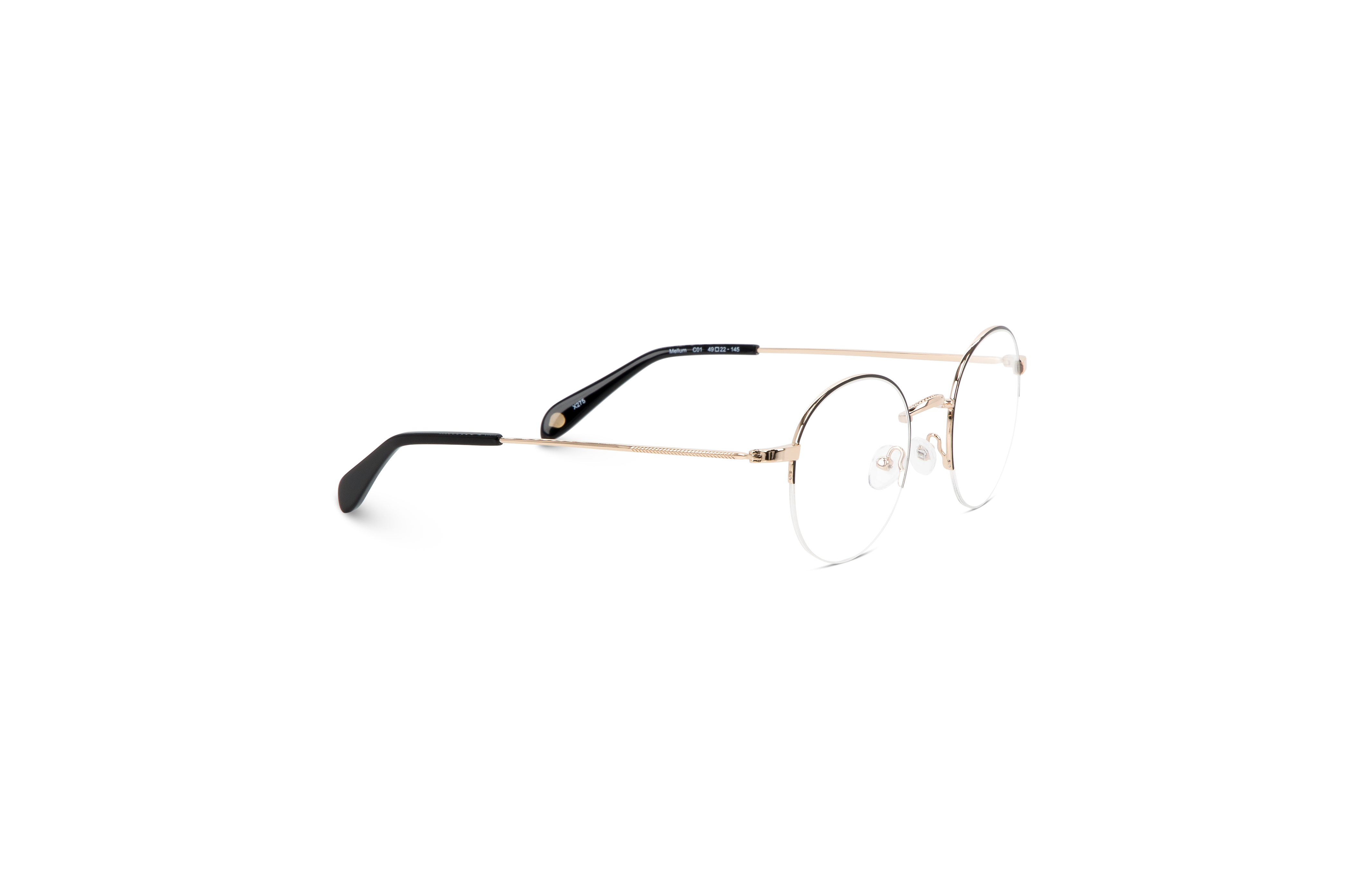 Die Brille KIND Mellum in Gold mit Seitenansicht.