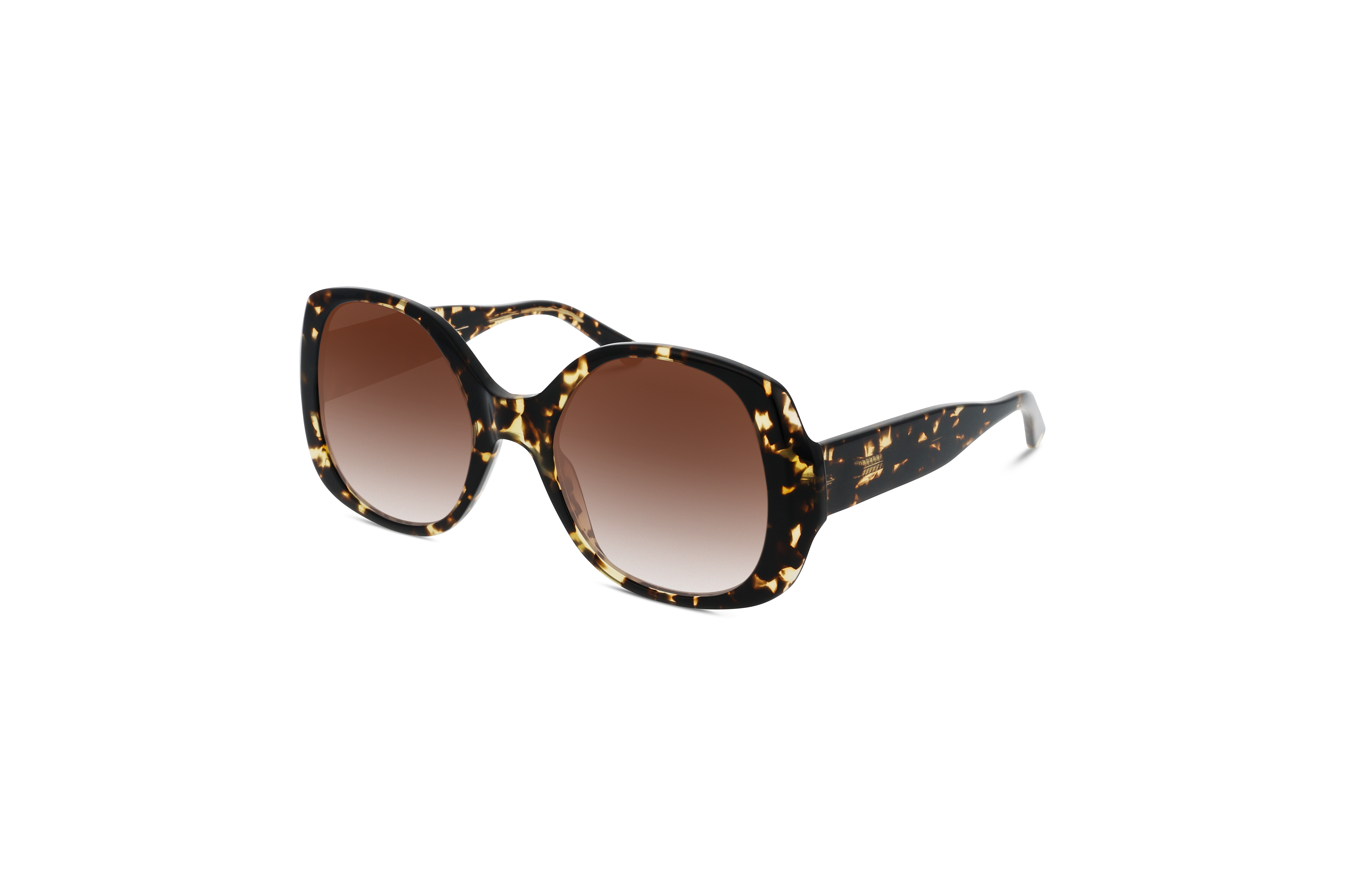 45° Ansicht der Sonnenbrille KIND 1004 in Havanna auf weißem Hintergrund.