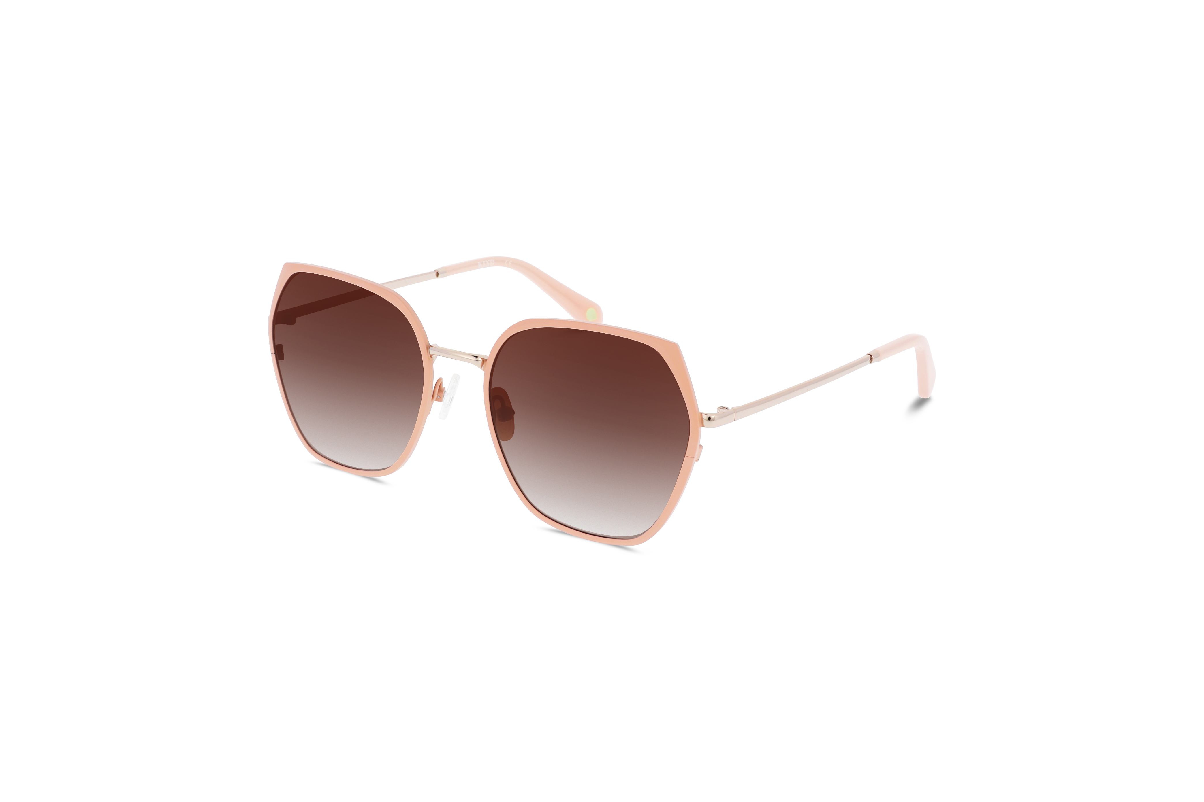 45° Ansicht der Sonnenbrille KIND 1018 in Pink auf weißem Hintergrund.