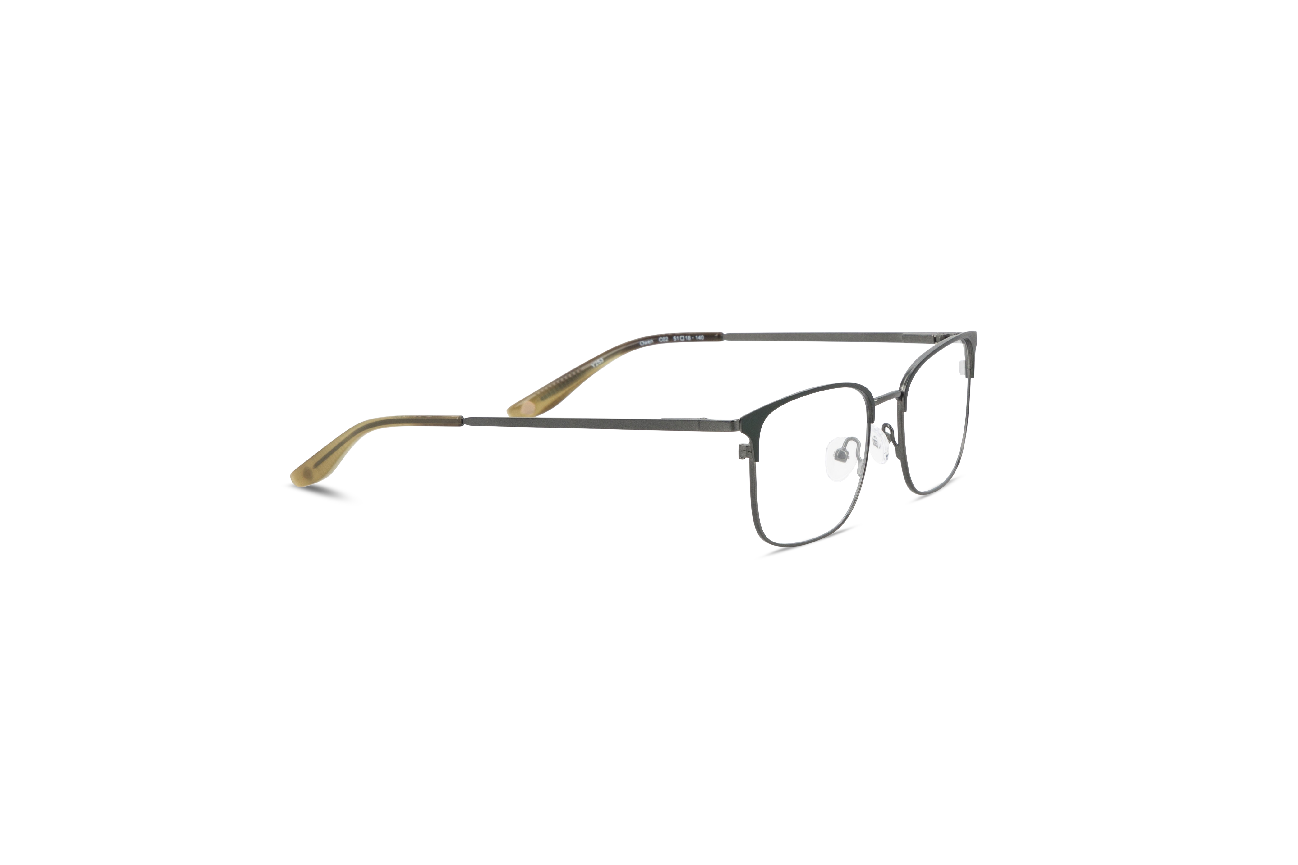 Die Brille KIND Owen in Grau mit Seitenansicht.