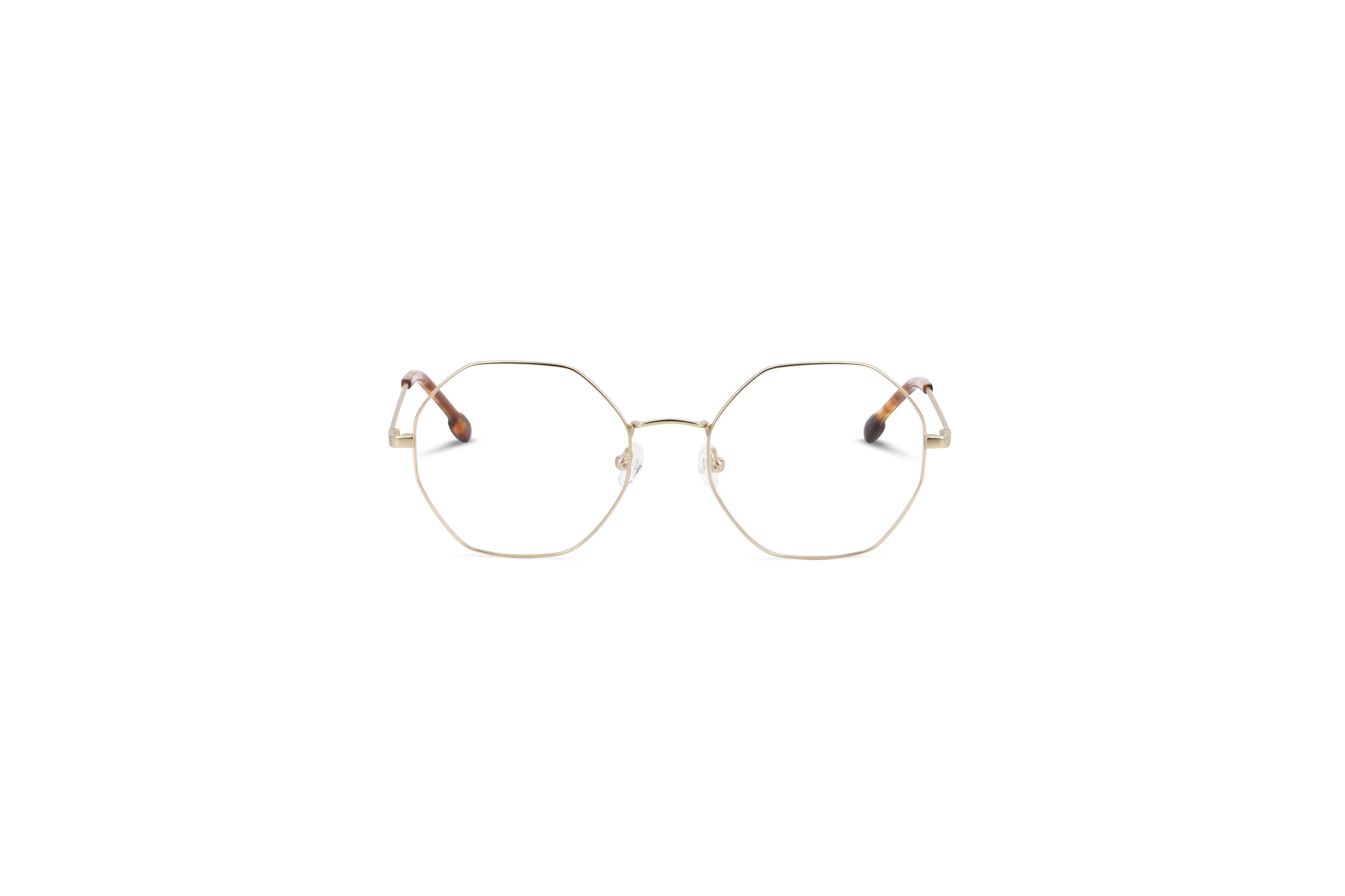 Die Brille KIND Morgan in Gelb auf weißem Hintergrund in Frontalansicht.