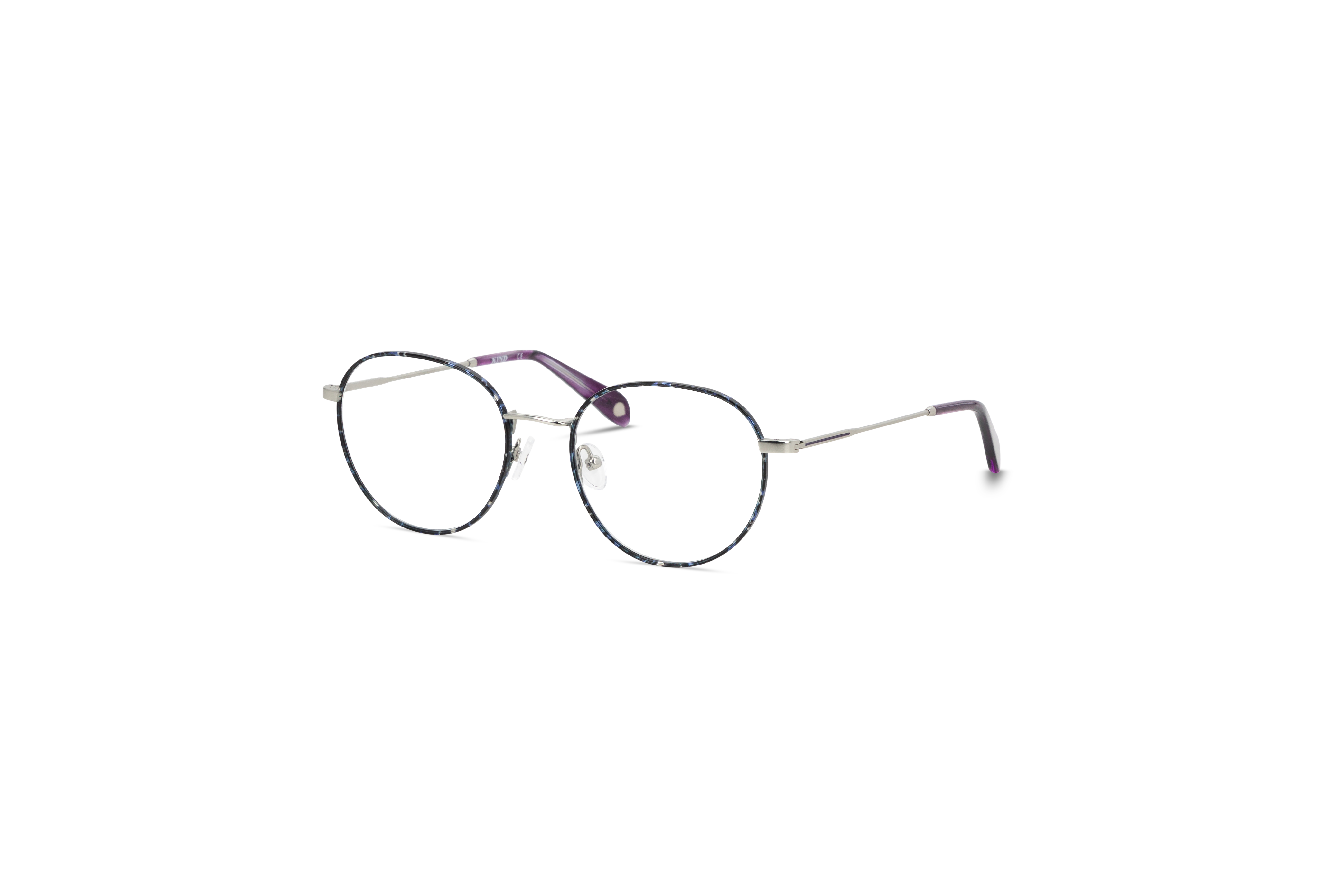 45° Ansicht der Brille KIND Leevi in Blau auf weißem Hintergrund.