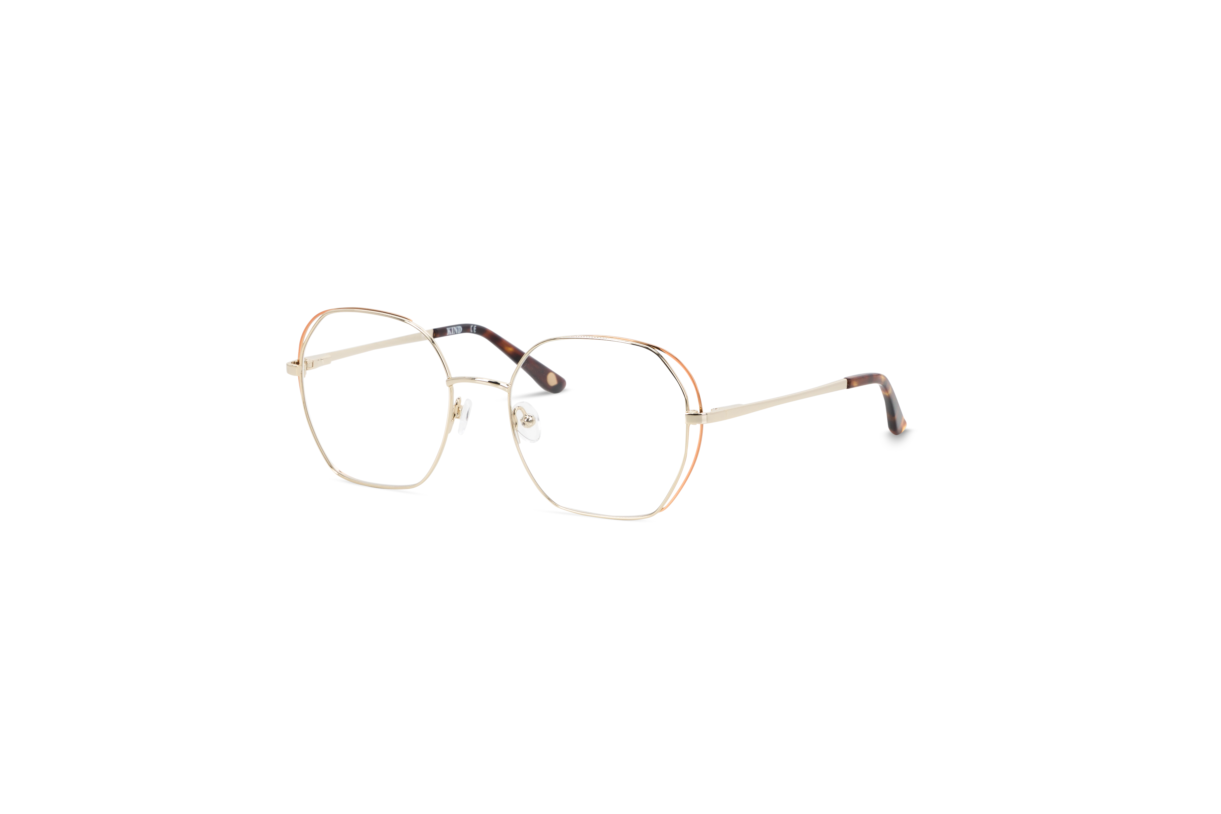 45° Ansicht der Brille KIND Grace in Grau auf weißem Hintergrund.