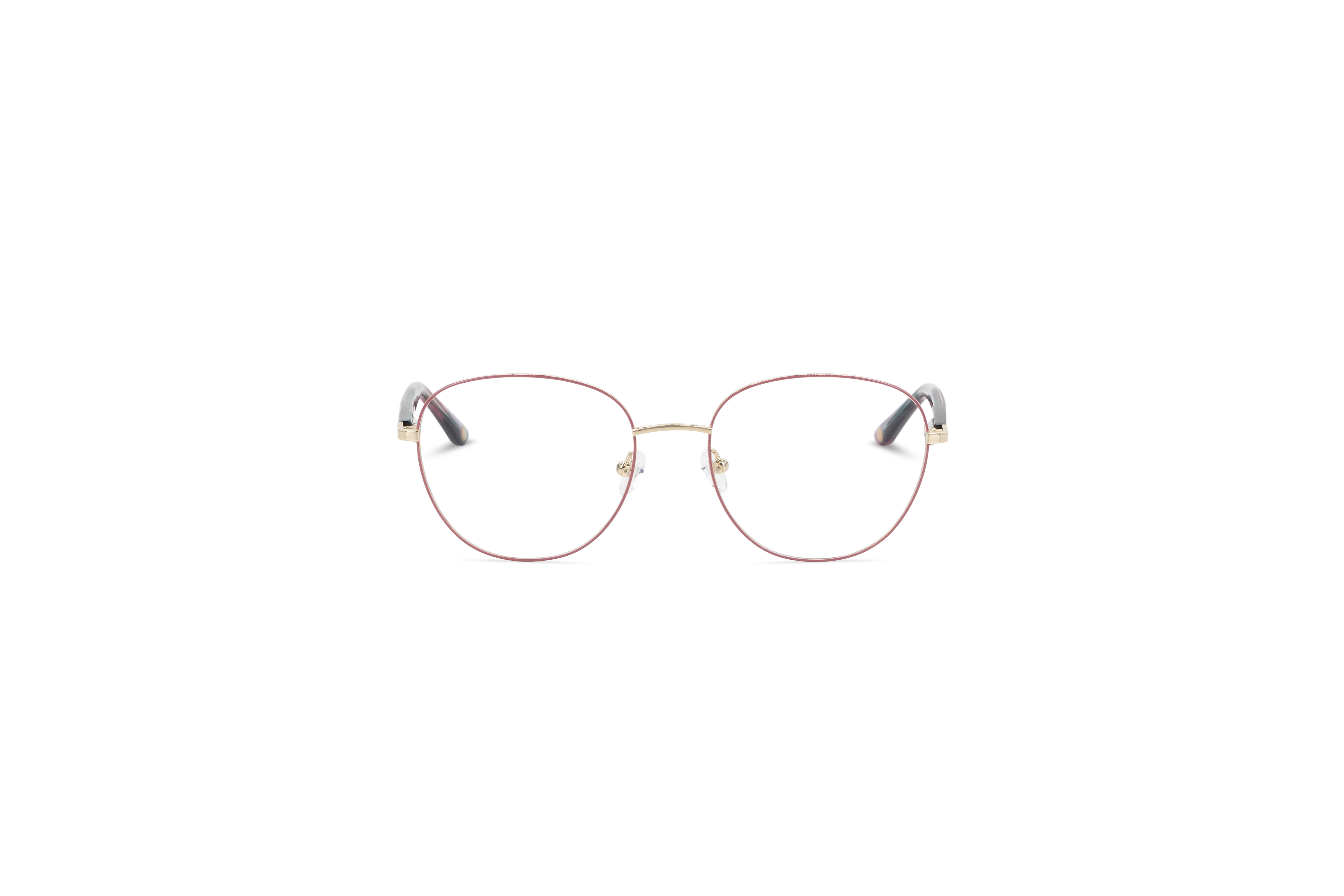 Die Brille KIND Charlotte in Rot auf weißem Hintergrund in Frontalansicht.