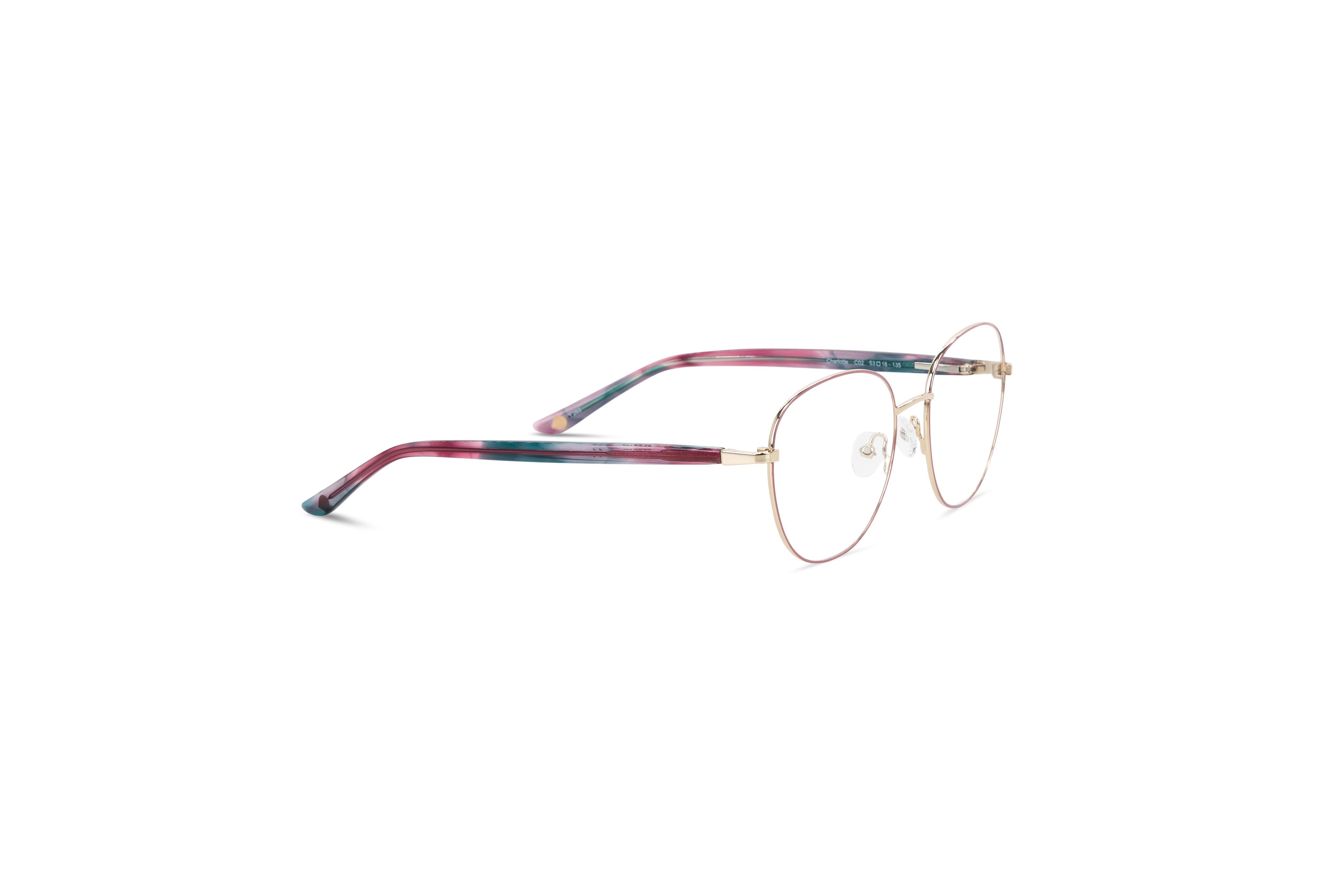 Die Brille KIND Charlotte in Rot mit Seitenansicht.