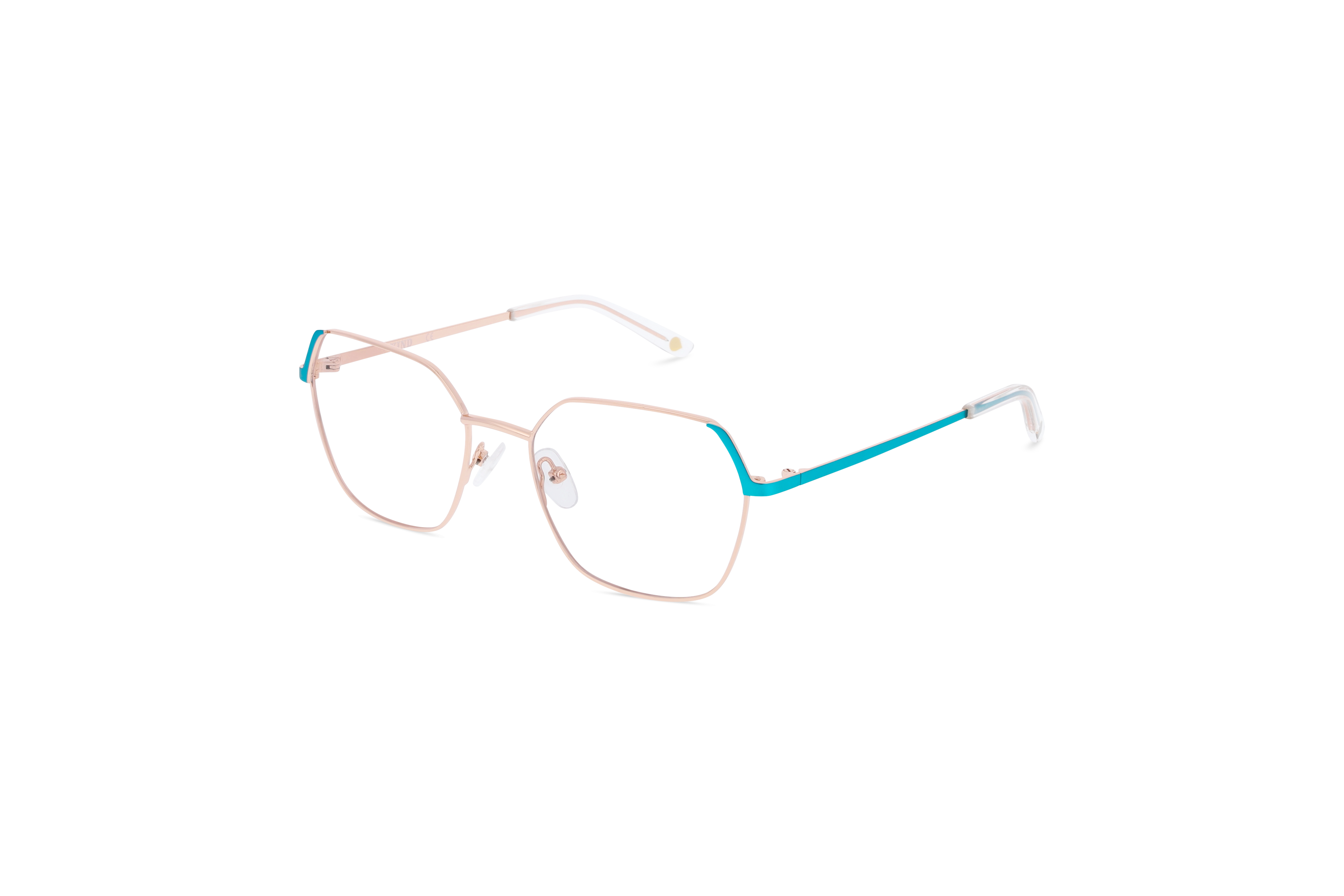 45° Ansicht der Brille KIND Main in Gold auf weißem Hintergrund.