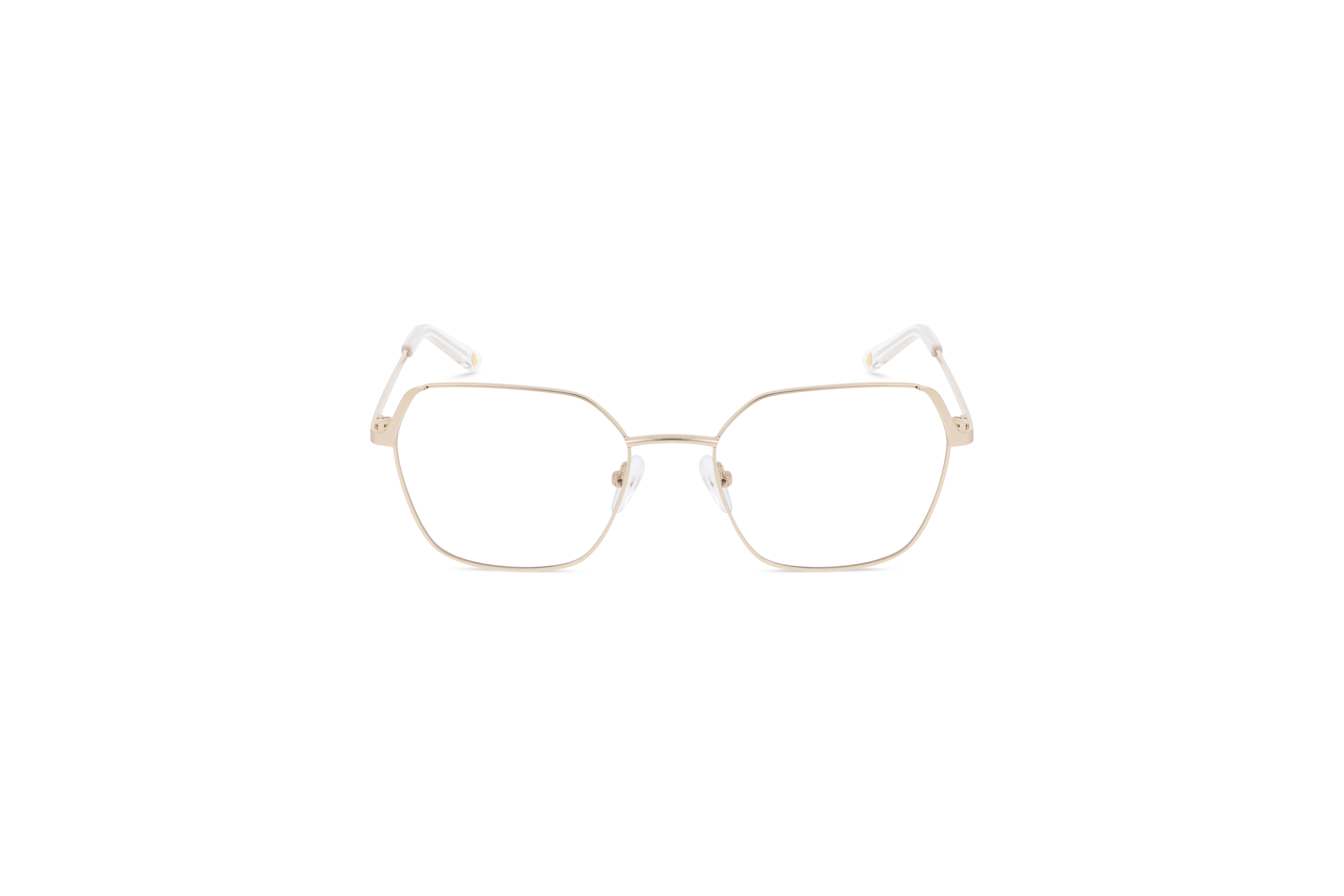 Die Brille KIND Main in Gold auf weißem Hintergrund in Frontalansicht.