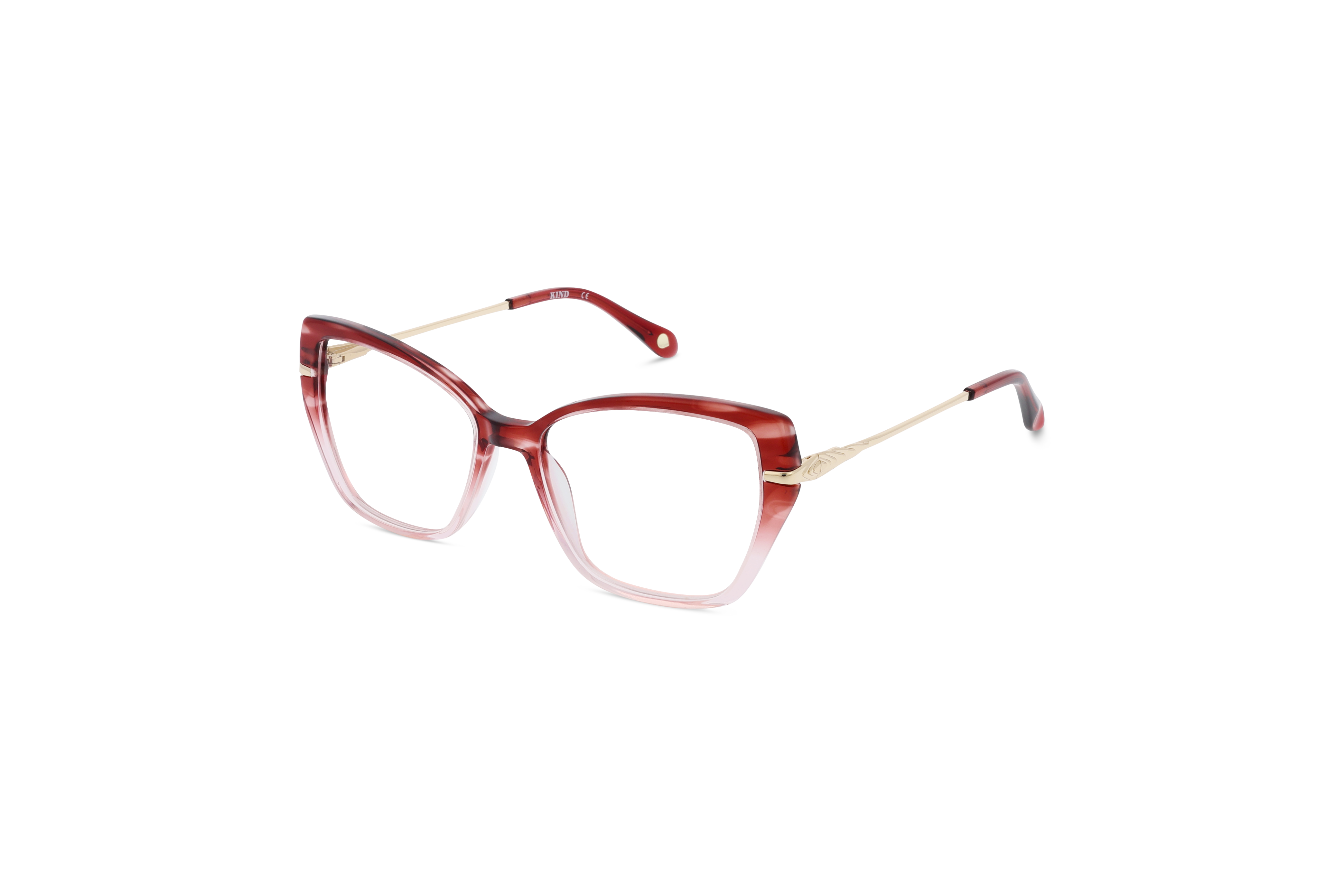 45° Ansicht der Brille KIND Maas in Pink auf weißem Hintergrund.