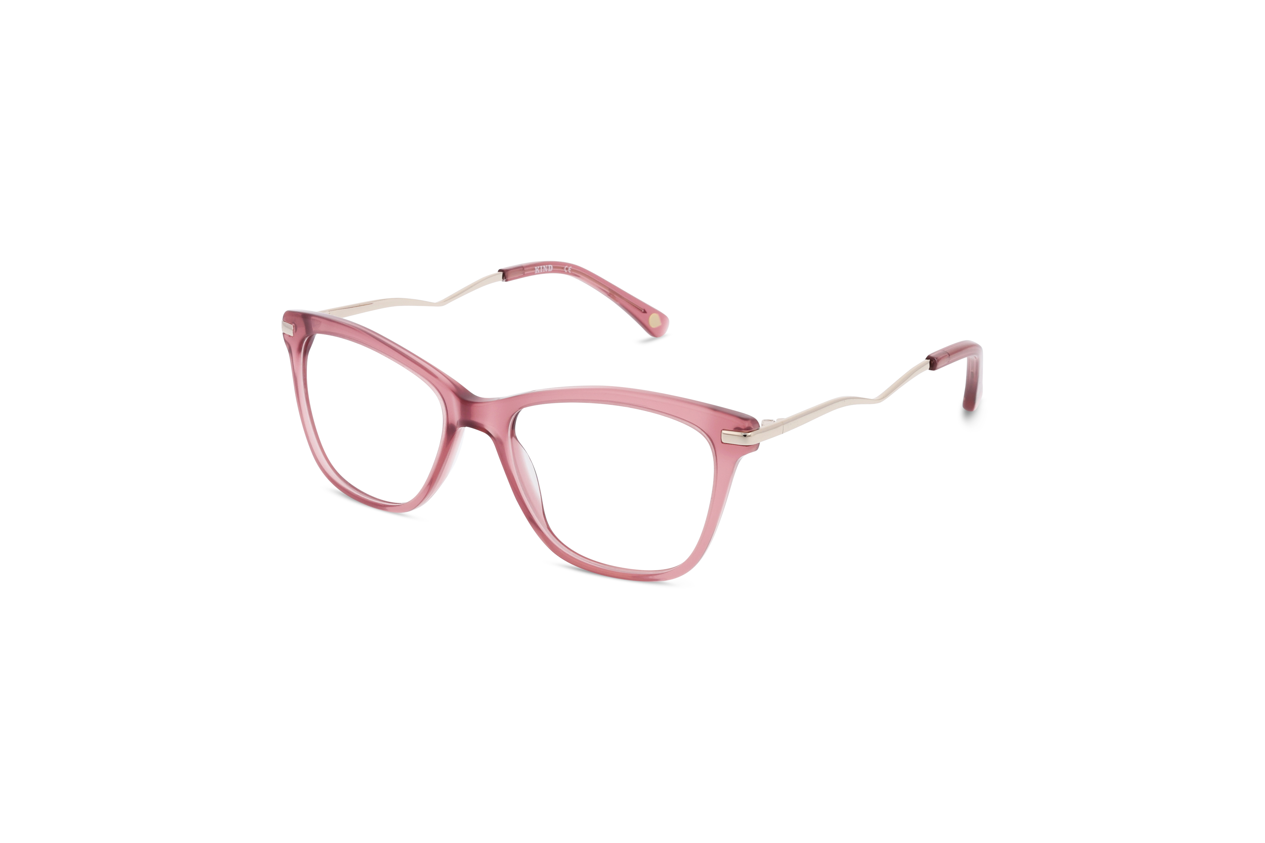 45° Ansicht der Brille KIND Saar in Pink auf weißem Hintergrund.