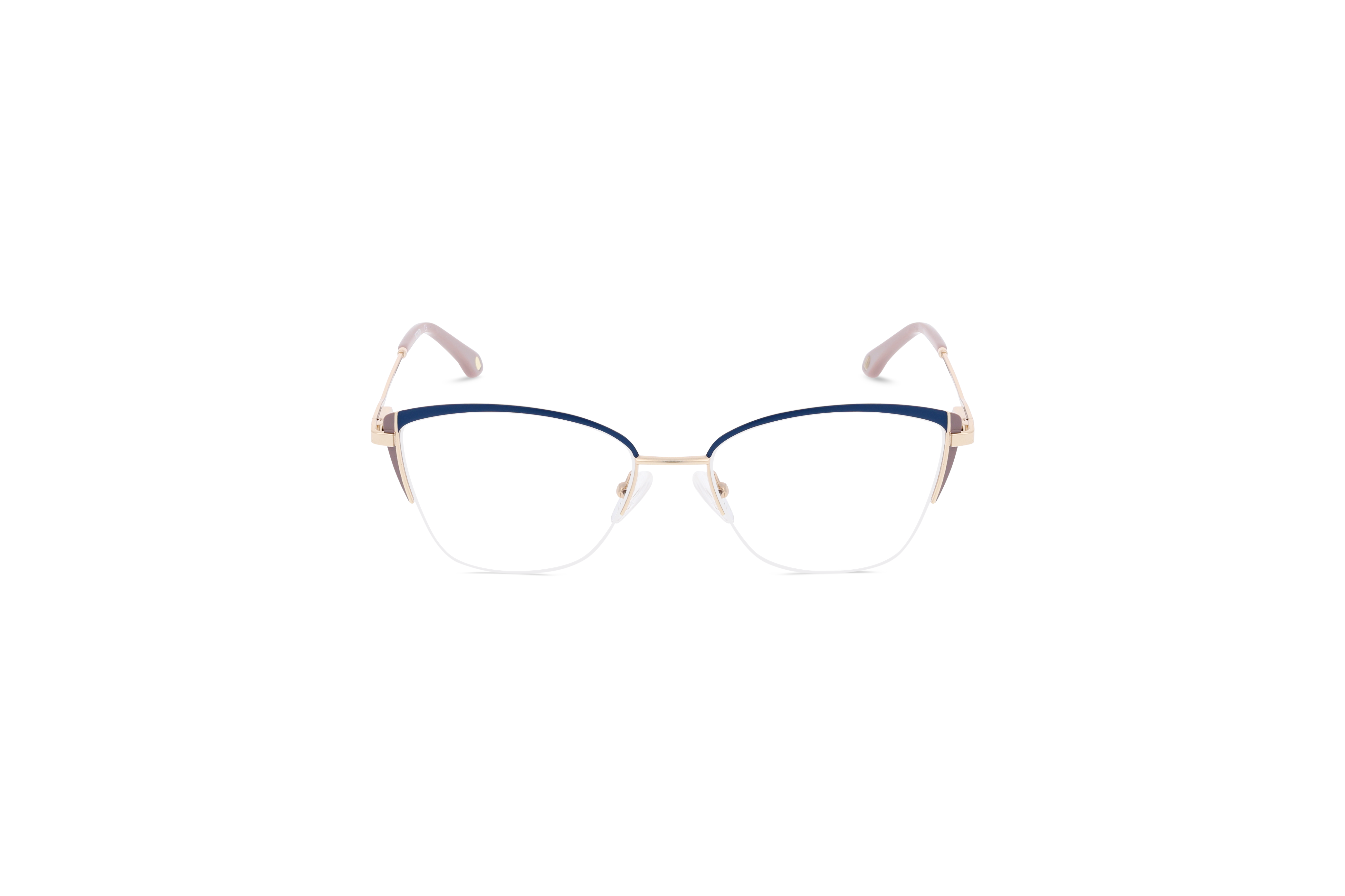 Die Brille KIND Rhone in Blau auf weißem Hintergrund in Frontalansicht.