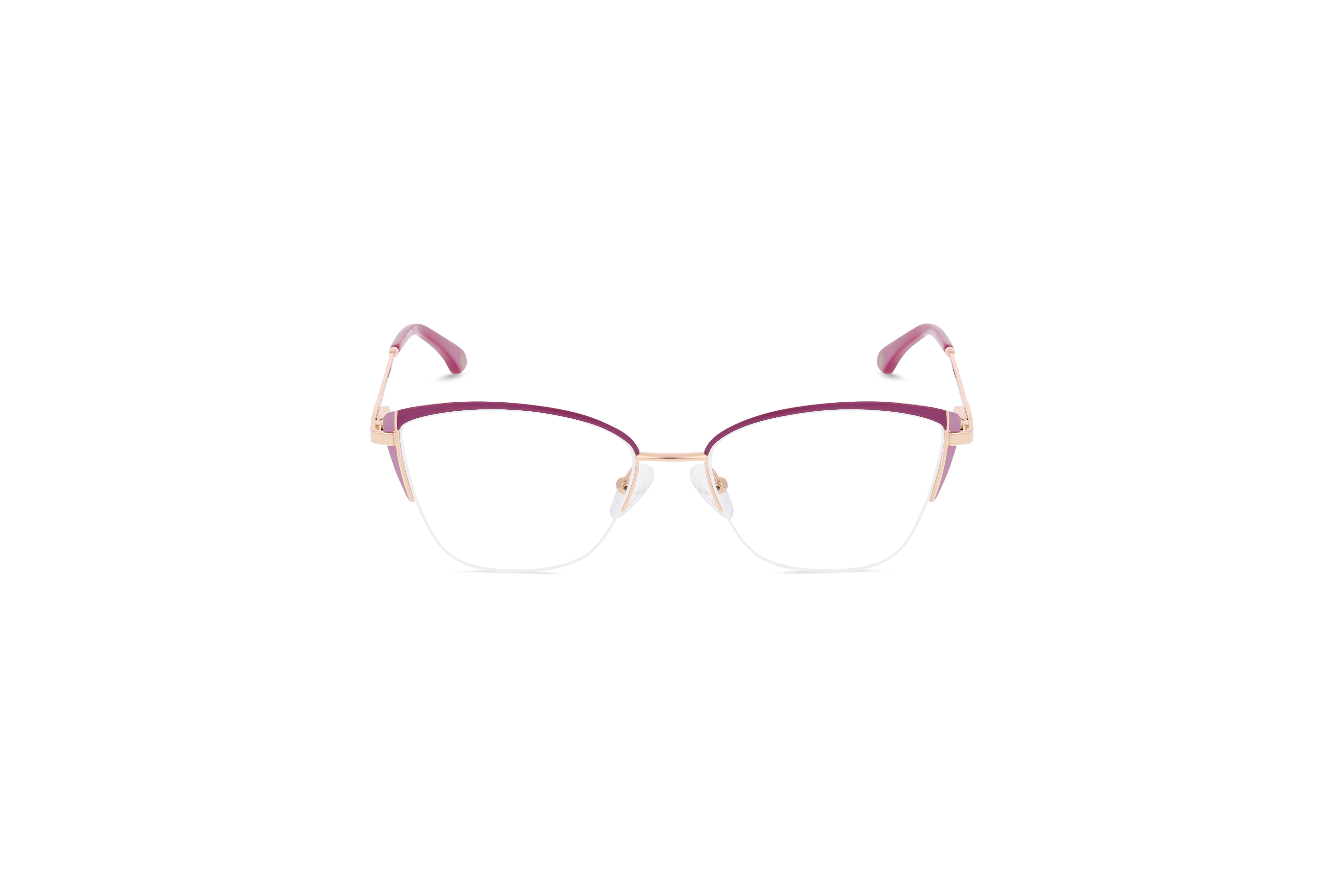 Die Brille KIND Rhone in Pink auf weißem Hintergrund in Frontalansicht.