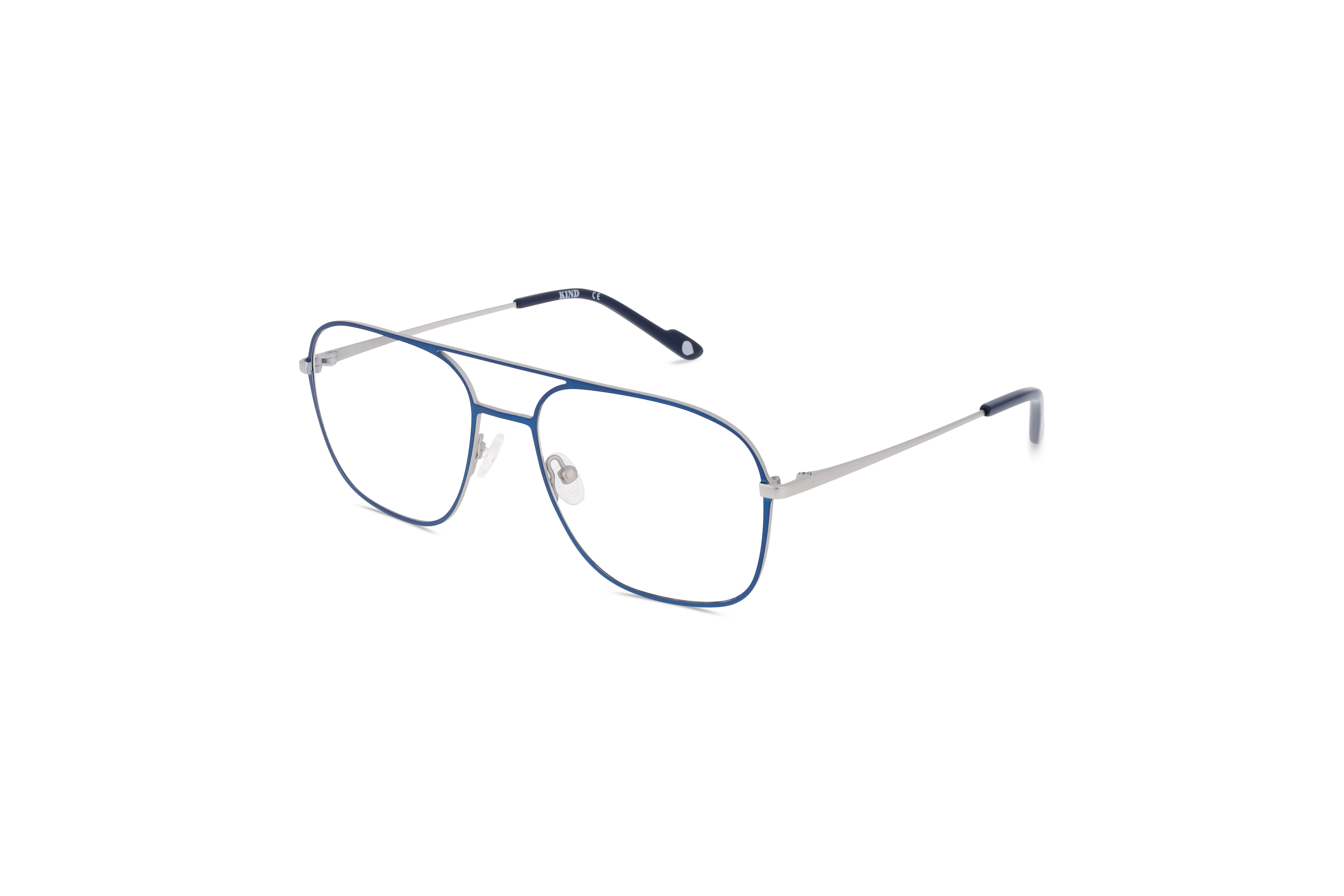 45° Ansicht der Brille KIND Gardon in Blau auf weißem Hintergrund.