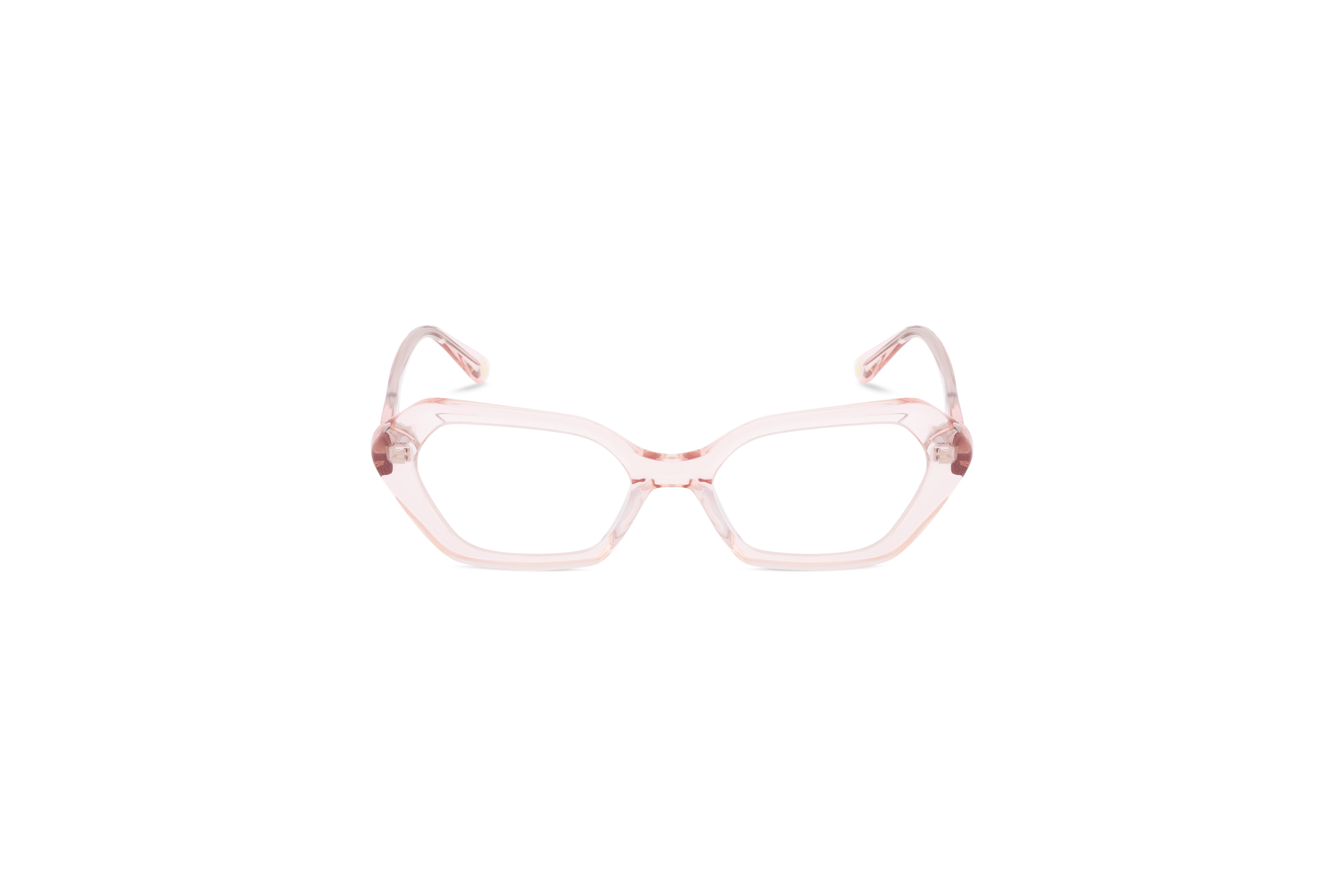 Die Brille KIND Amstel in Pink auf weißem Hintergrund in Frontalansicht.