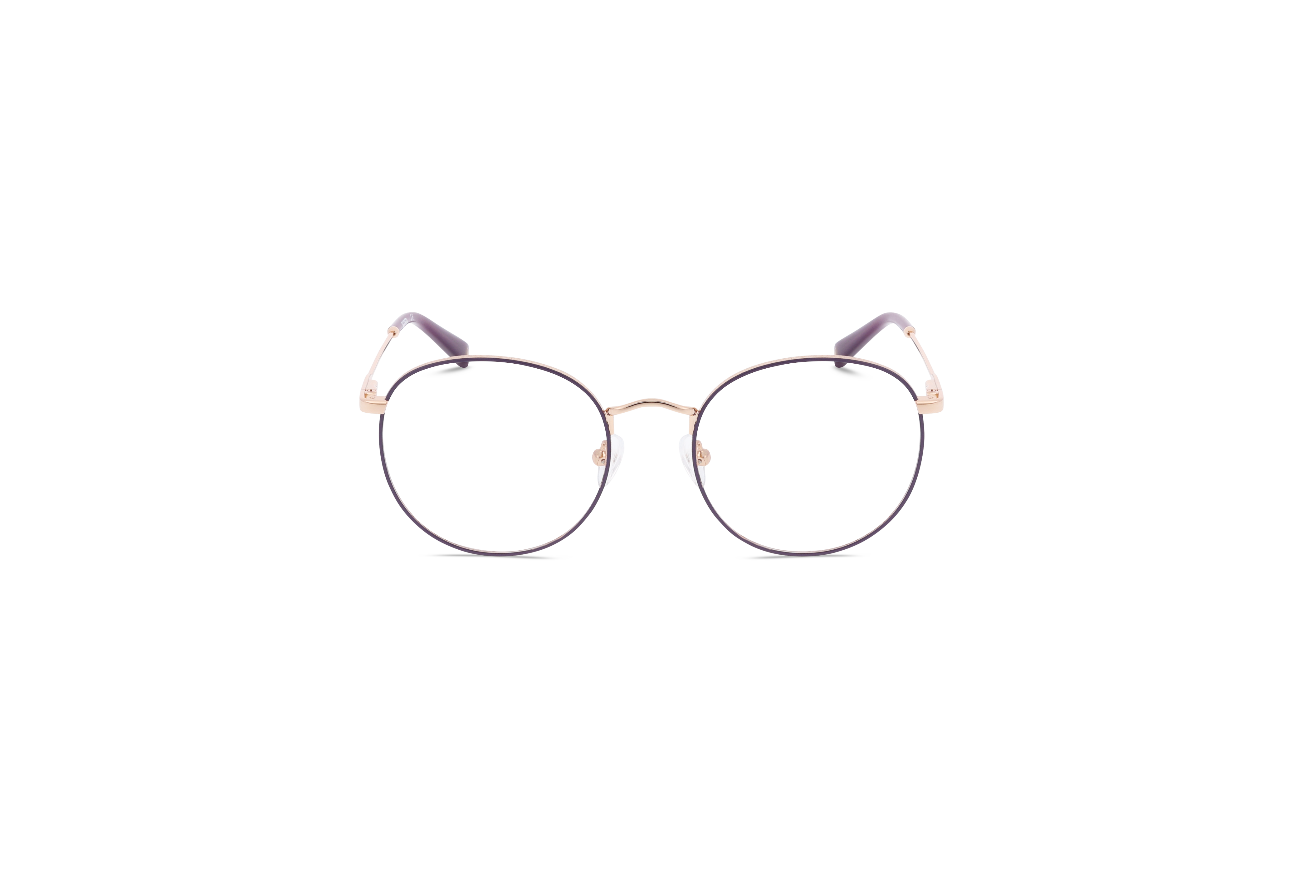 Die Brille KIND Mara in Violett auf weißem Hintergrund in Frontalansicht.