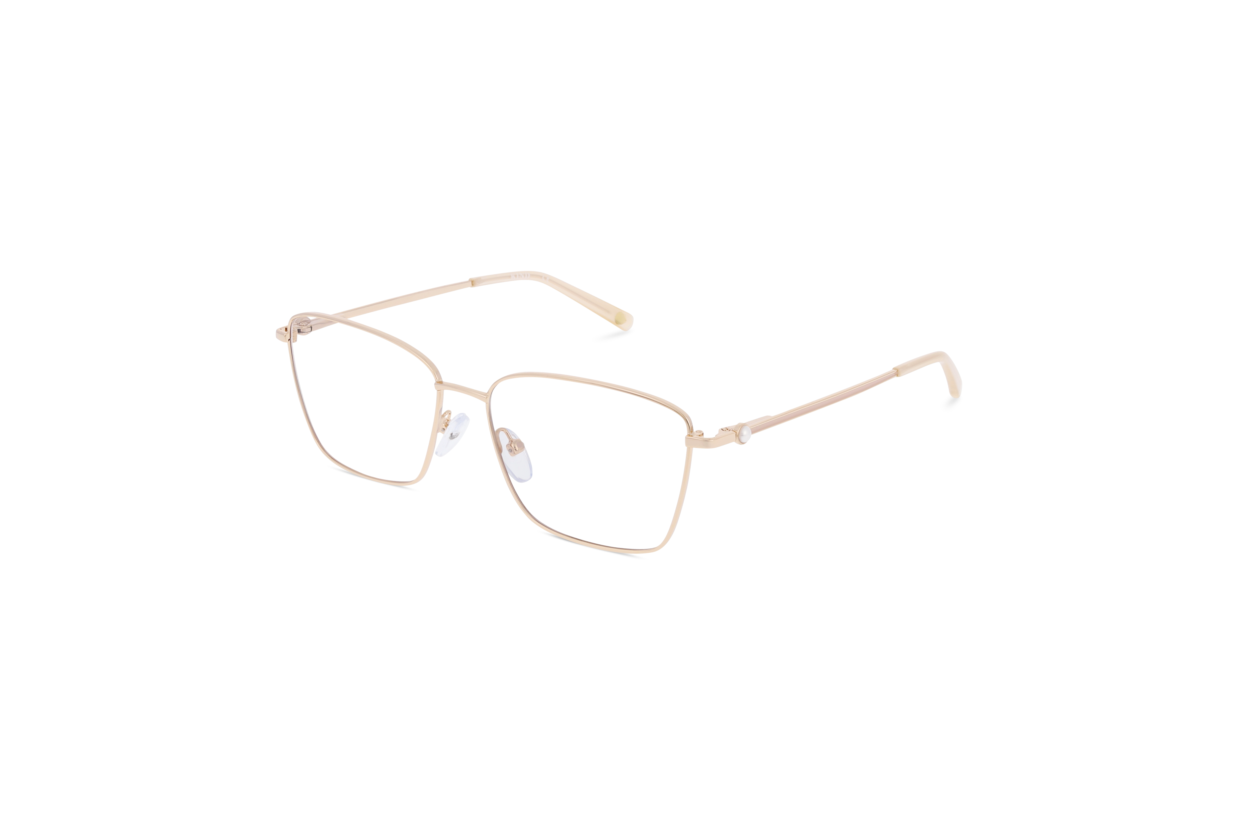 45° Ansicht der Brille KIND Sava in Gold auf weißem Hintergrund.