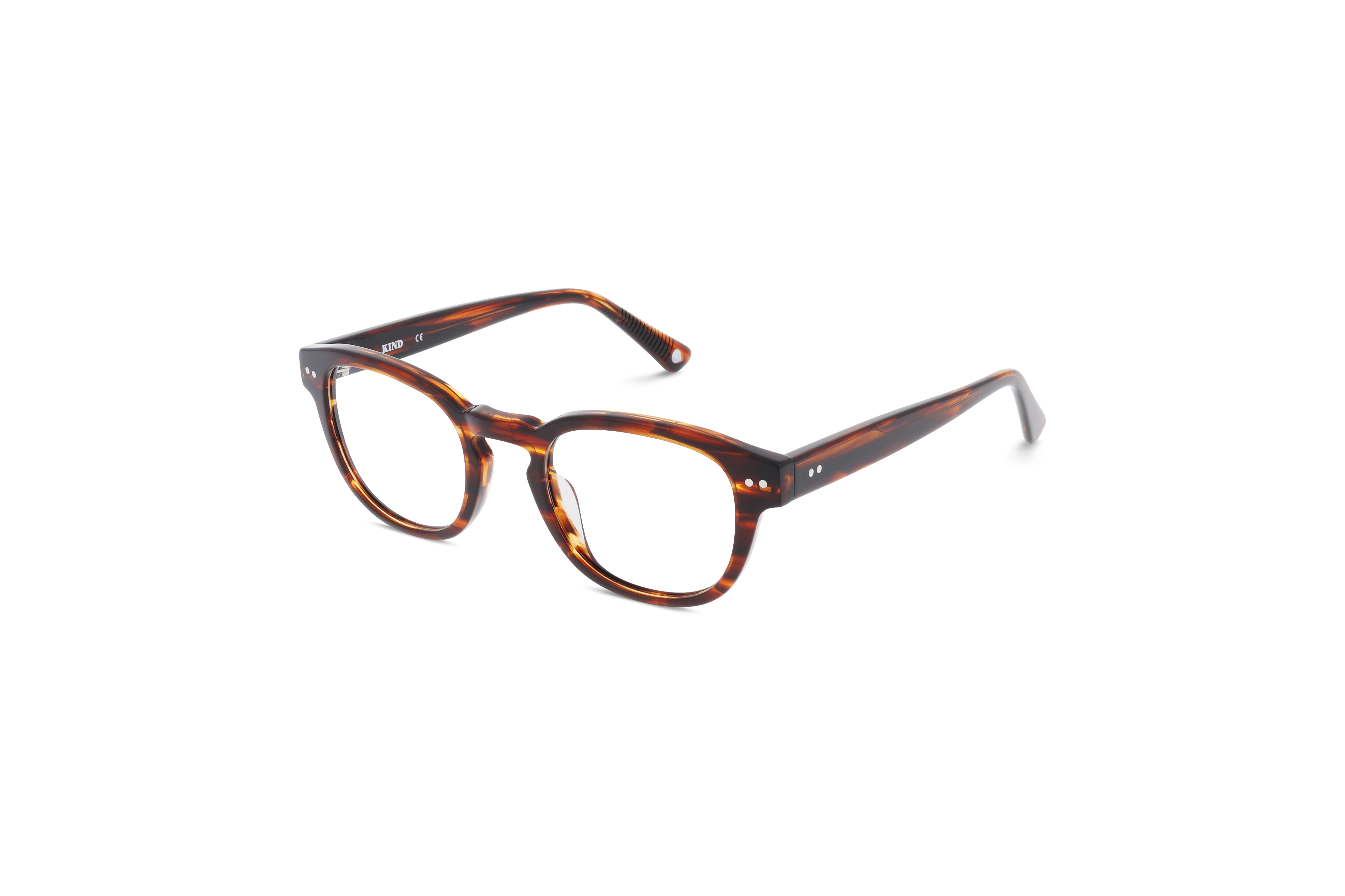 45° Ansicht der Brille KIND Zala in Havanna auf weißem Hintergrund.