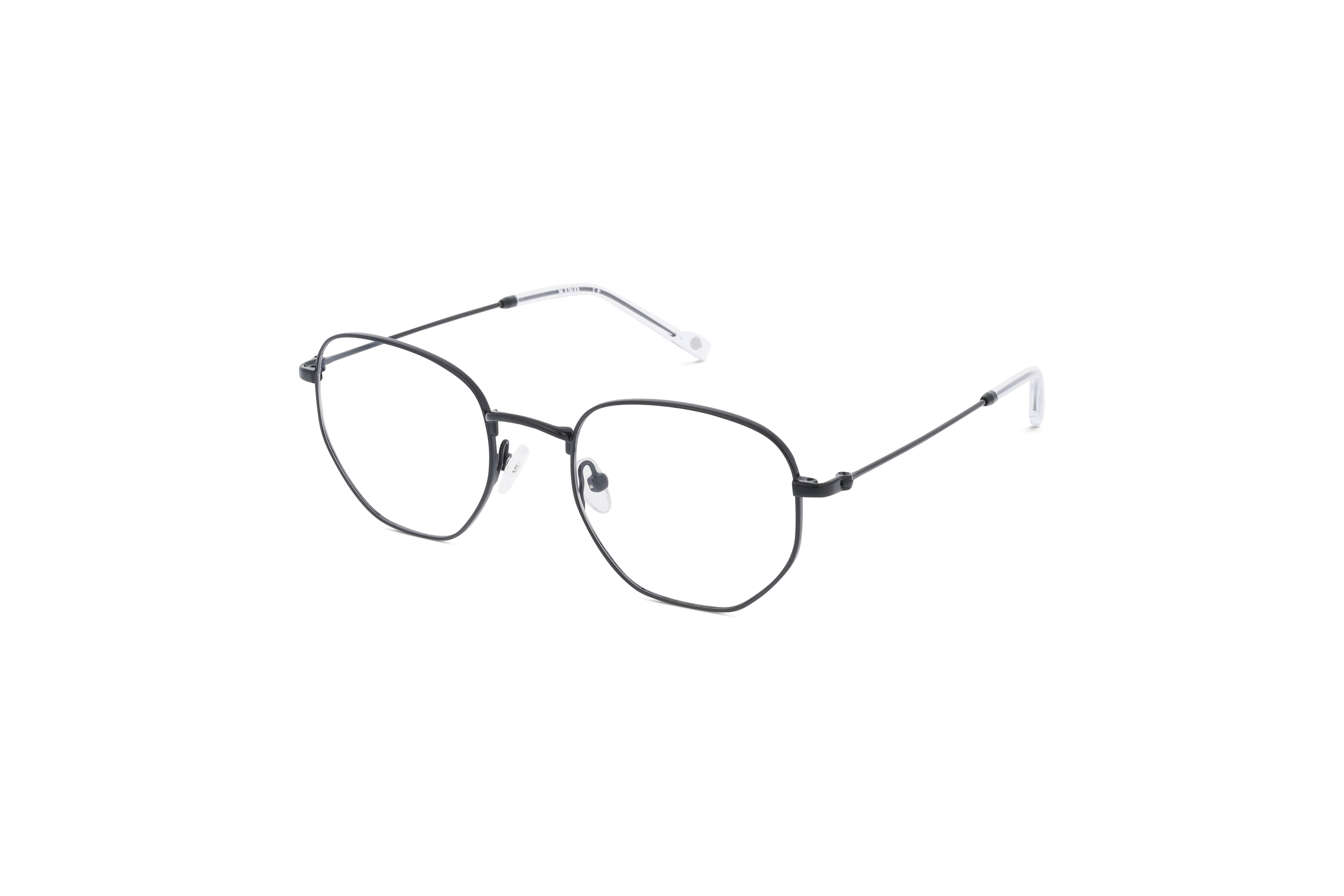 45° Ansicht der Brille KIND Yser in Schwarz auf weißem Hintergrund.