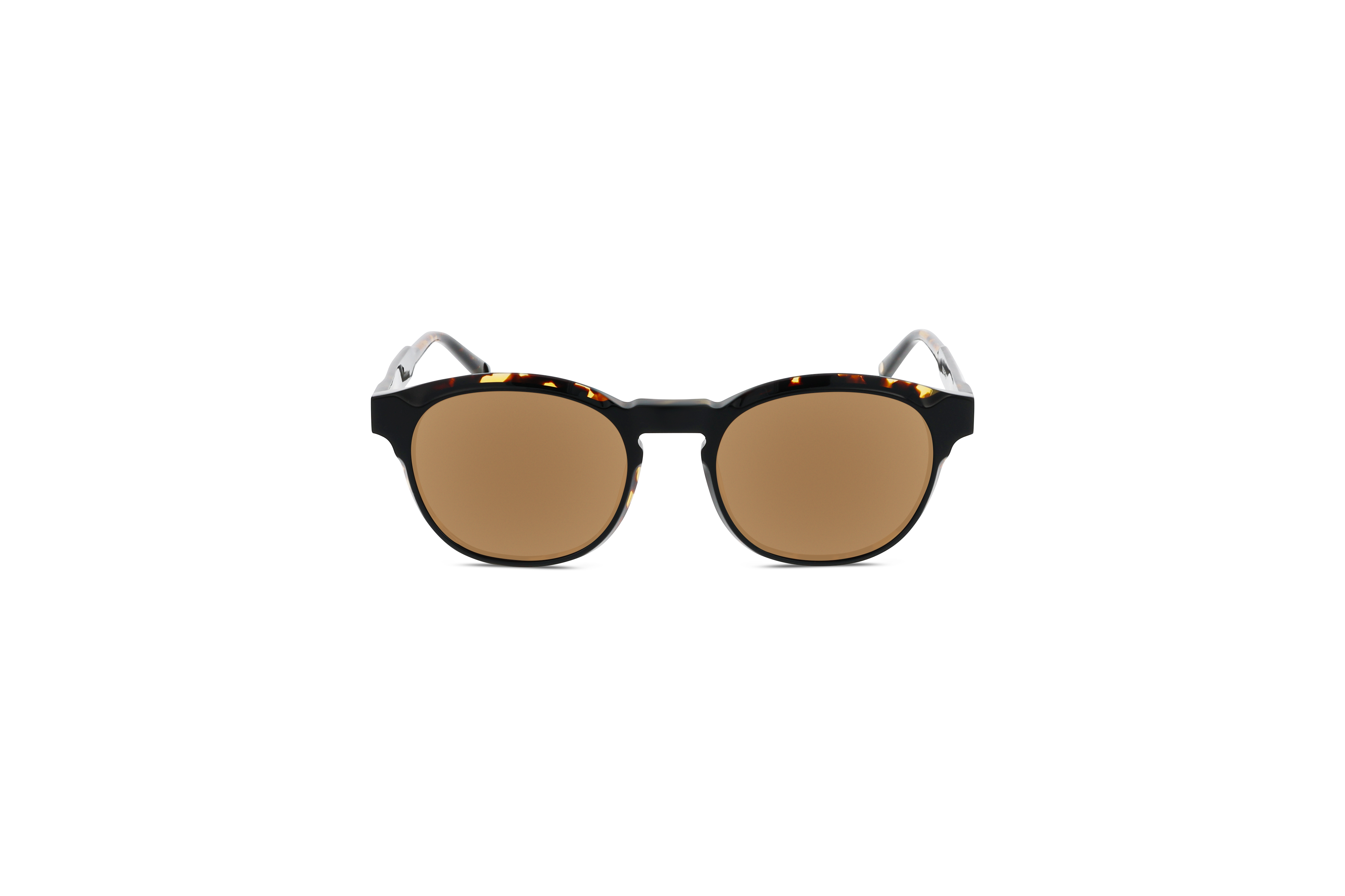 Die Sonnenbrille KIND 1030 in Braun auf weißem Hintergrund in Frontalansicht.