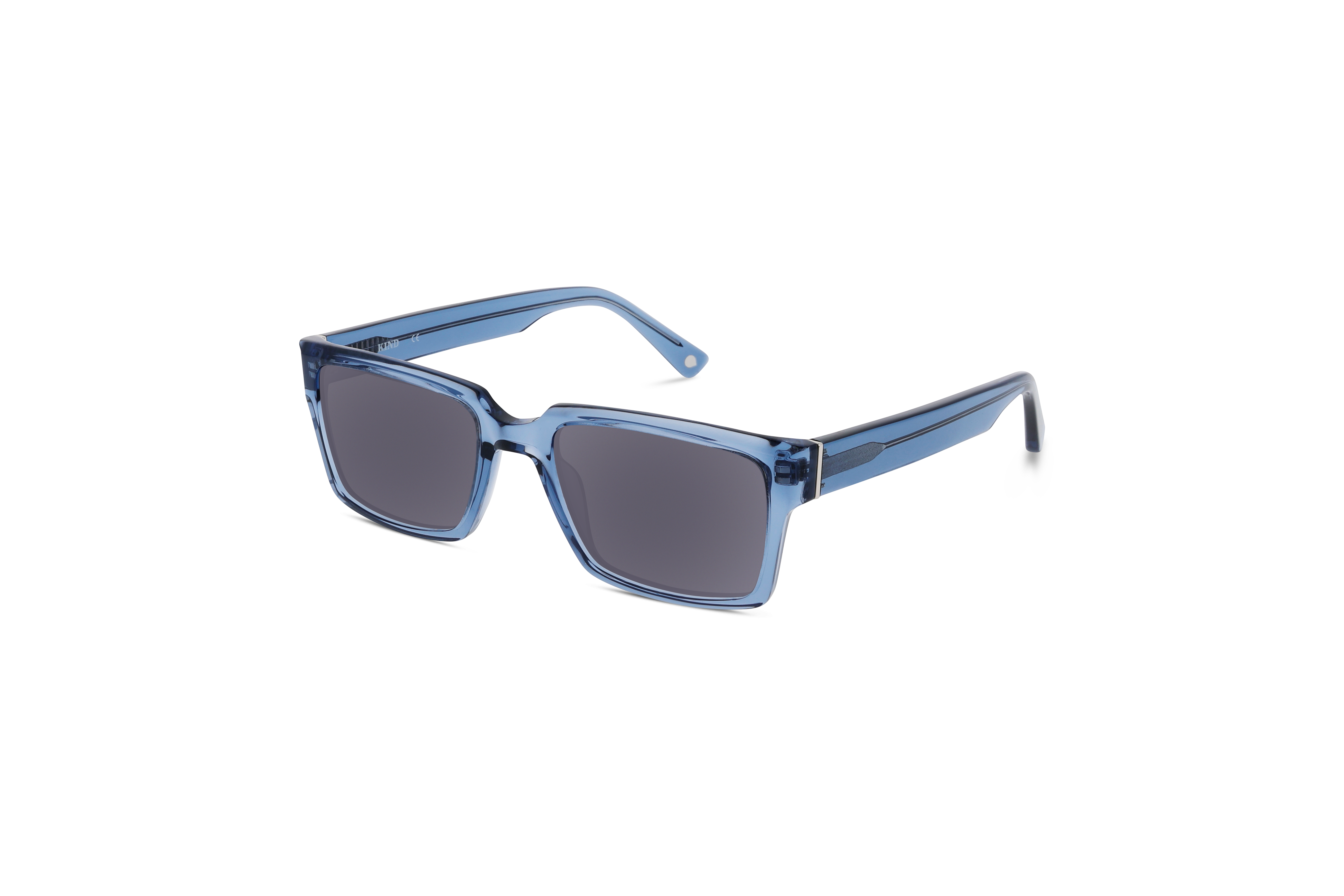 45° Ansicht der Sonnenbrille KIND 1043 in Blau auf weißem Hintergrund.