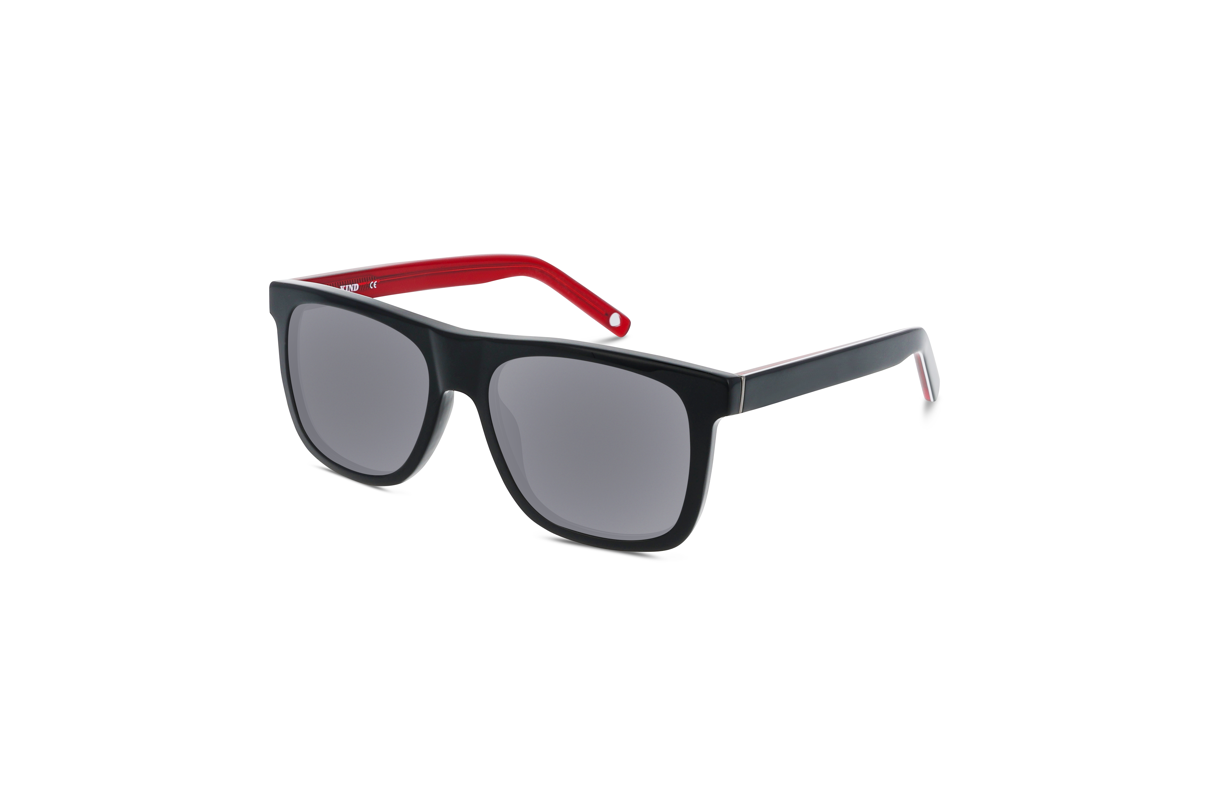 45° Ansicht der Sonnenbrille KIND 1051 in Schwarz auf weißem Hintergrund.