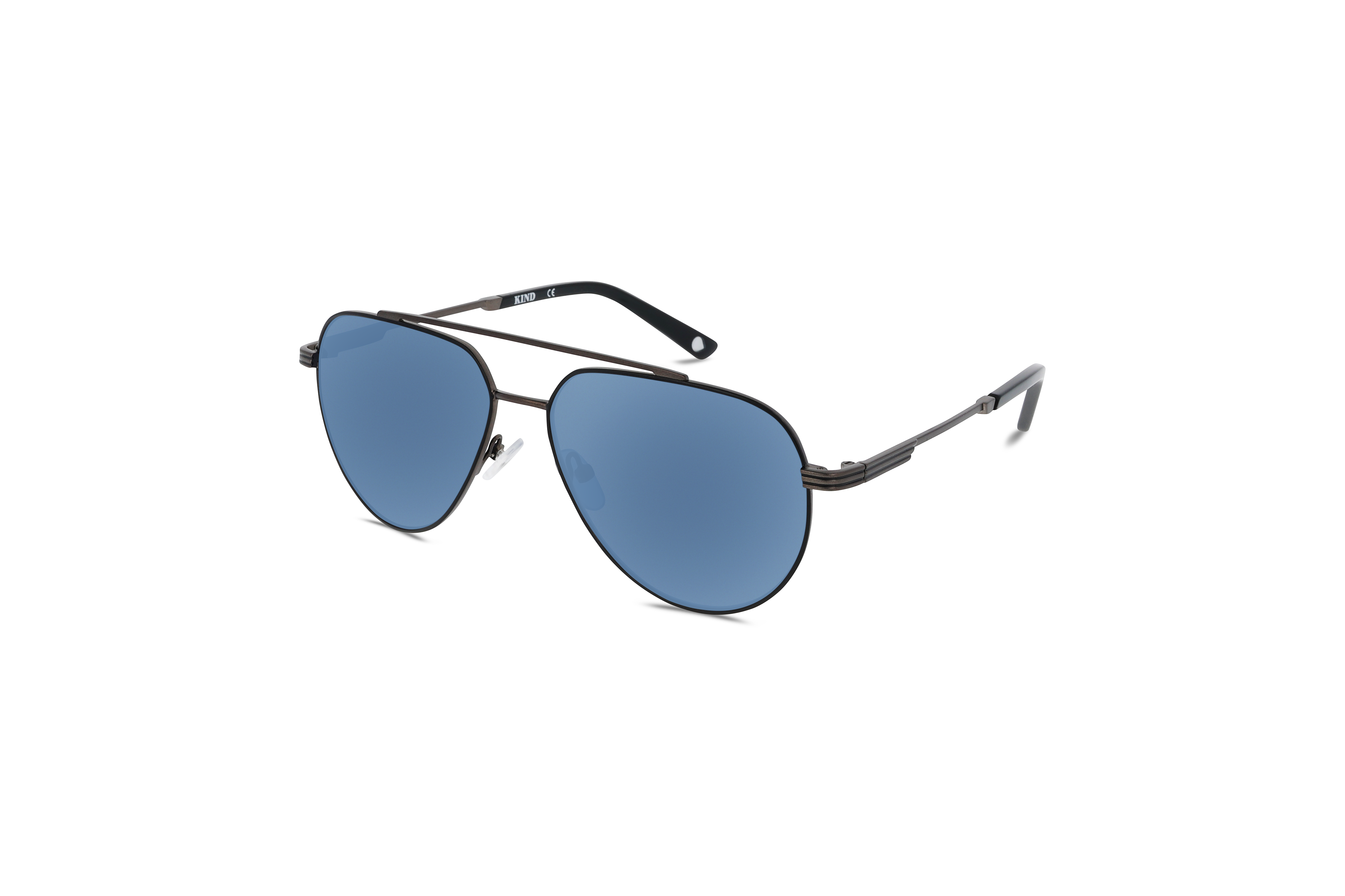 45° Ansicht der Sonnenbrille KIND 1055 in Schwarz auf weißem Hintergrund.