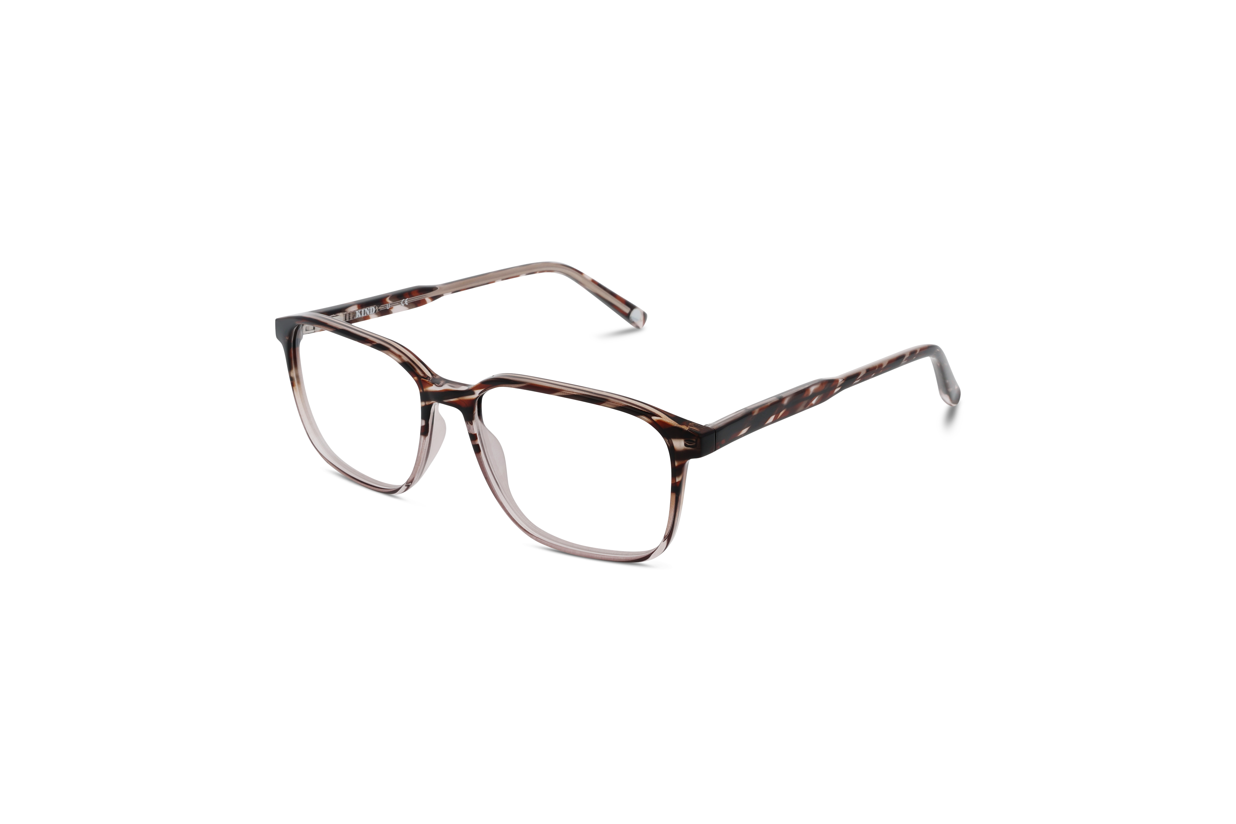 45° Ansicht der Brille KIND K1059 E25 in Braun auf weißem Hintergrund.
