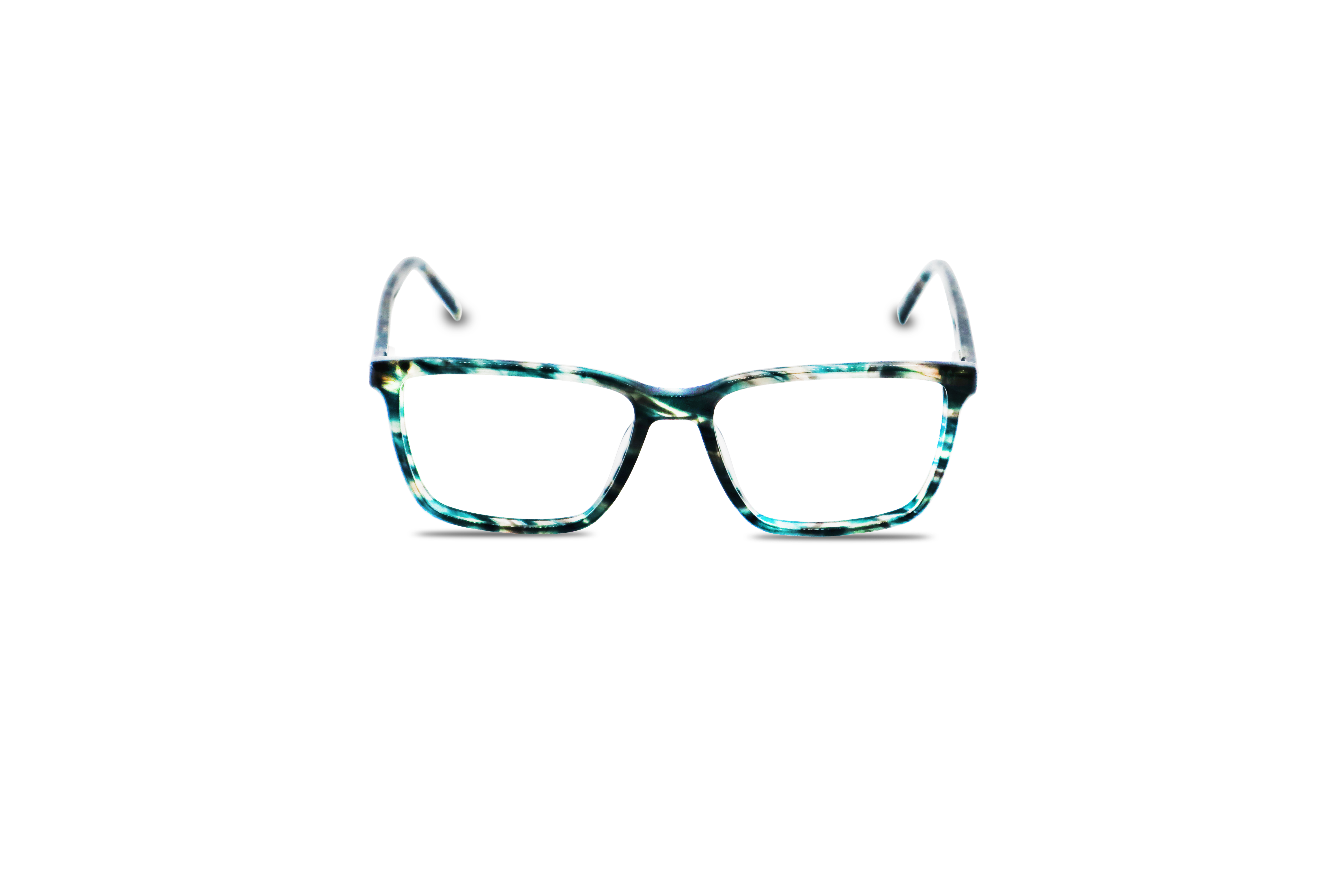 Die Brille KIND K1060 E25 in Grün auf weißem Hintergrund in Frontalansicht.