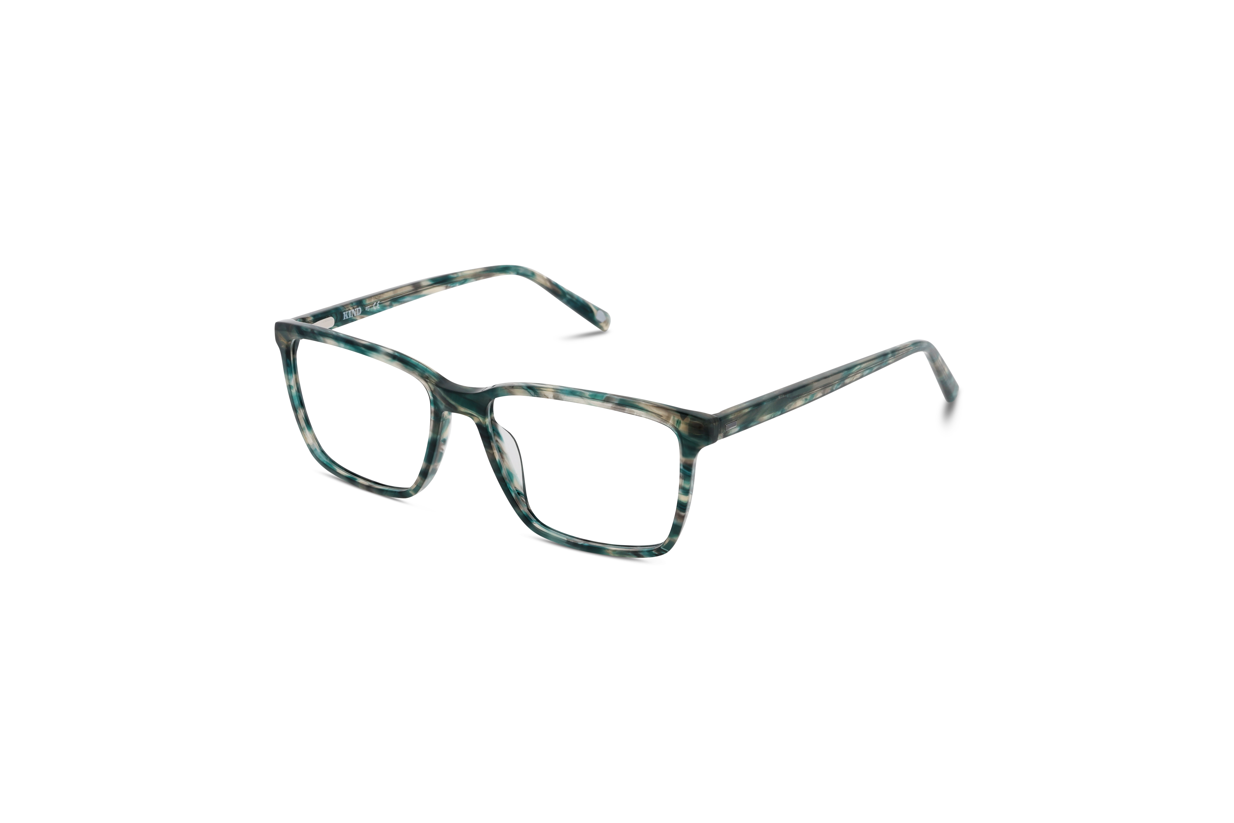 45° Ansicht der Brille KIND K1060 E25 in Grün auf weißem Hintergrund.