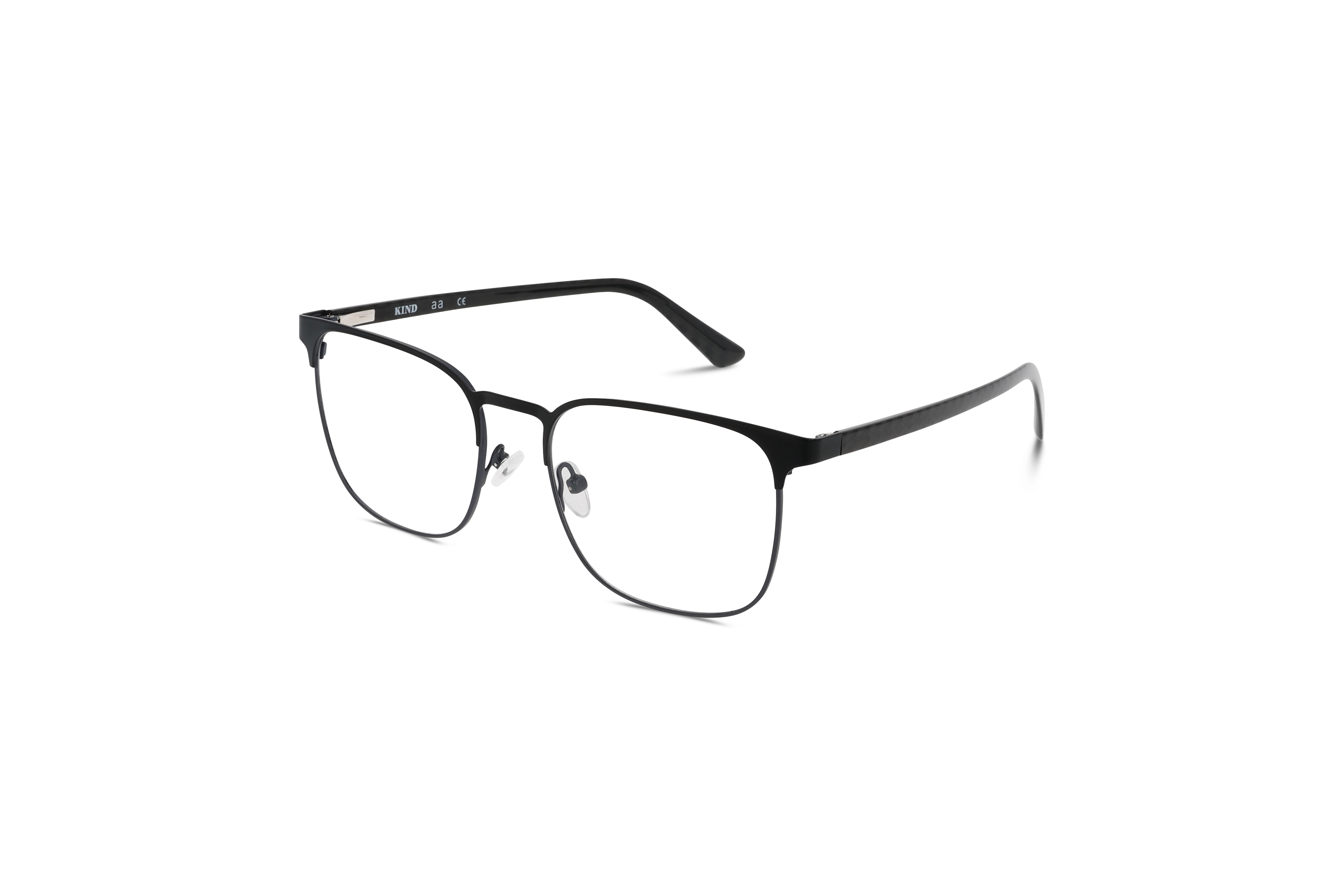 45° Ansicht der Brille KIND K1063 E25 in Schwarz auf weißem Hintergrund.