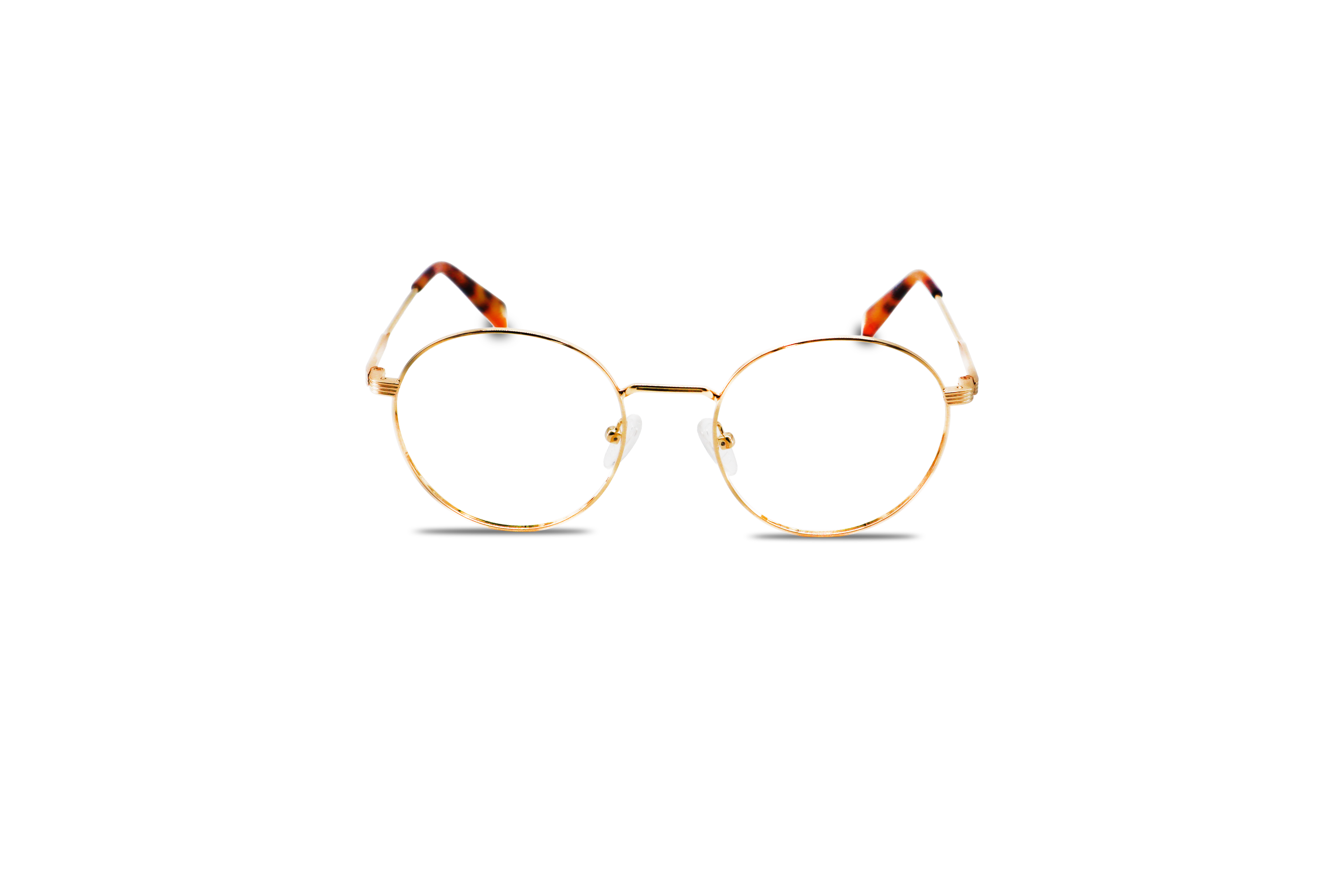 Die Brille KIND K1066 E25 in Gold auf weißem Hintergrund in Frontalansicht.