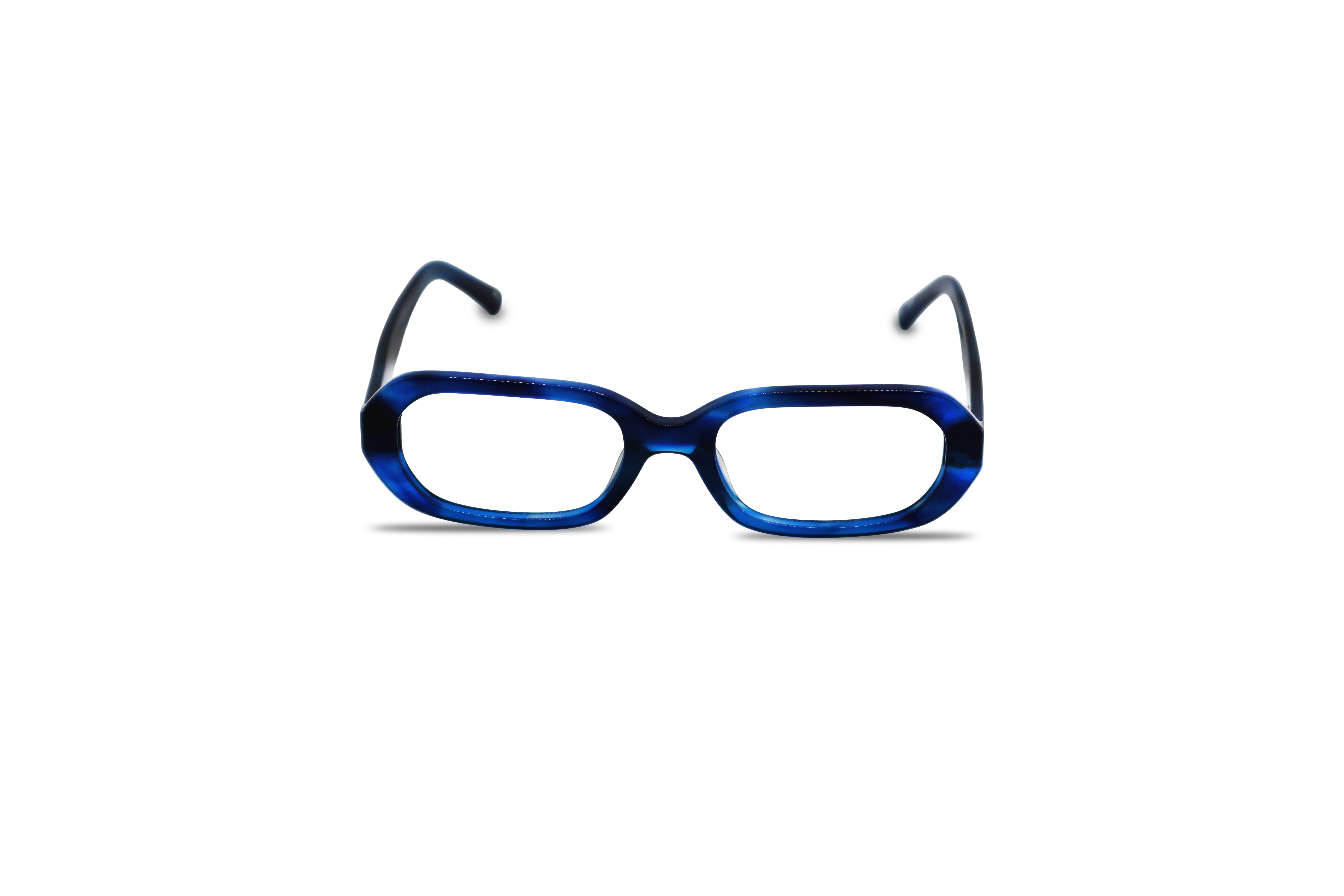 Die Brille KIND K1068 E25 in Blau auf weißem Hintergrund in Frontalansicht.