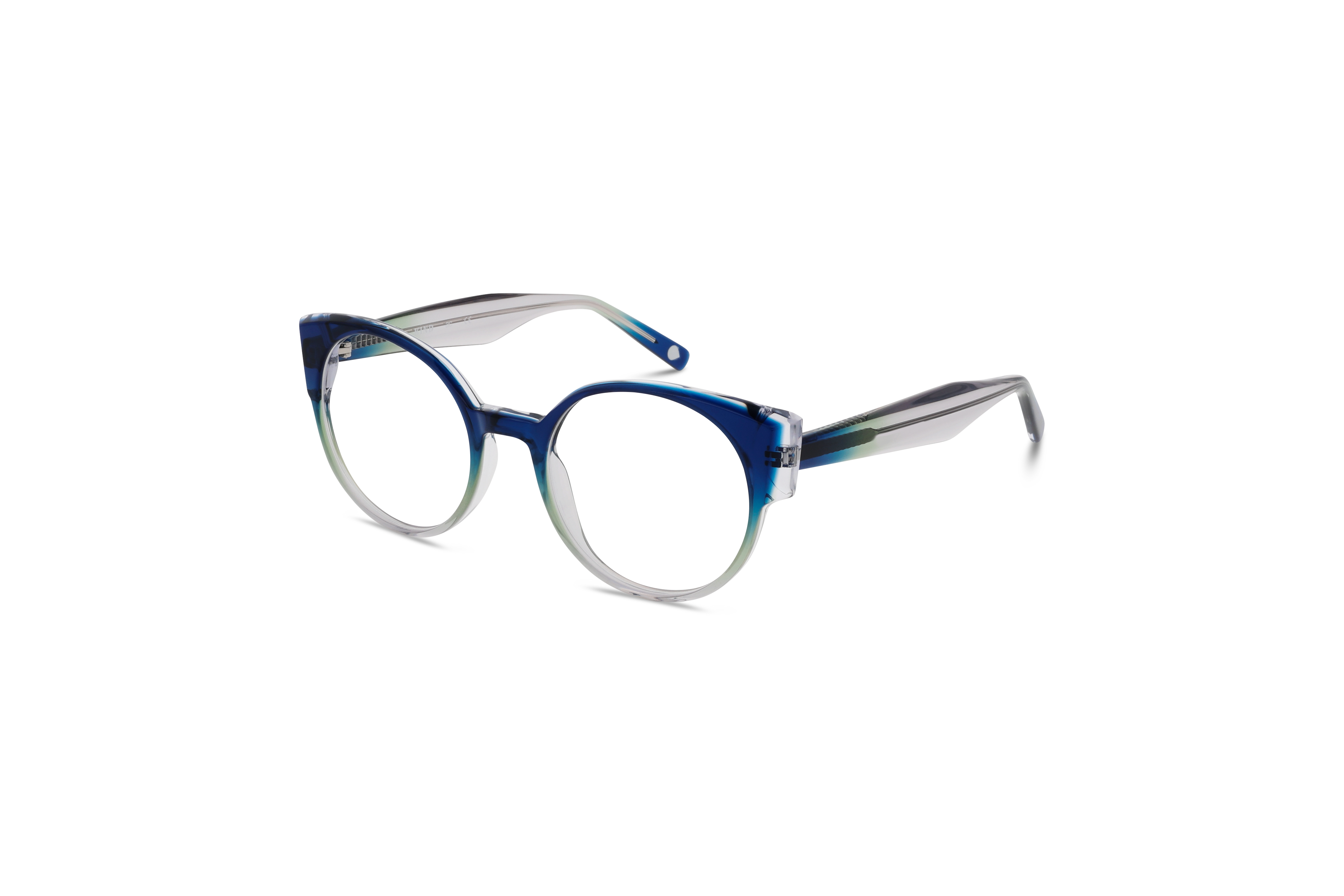 45° Ansicht der Brille KIND K1069 E25 in Blau auf weißem Hintergrund.