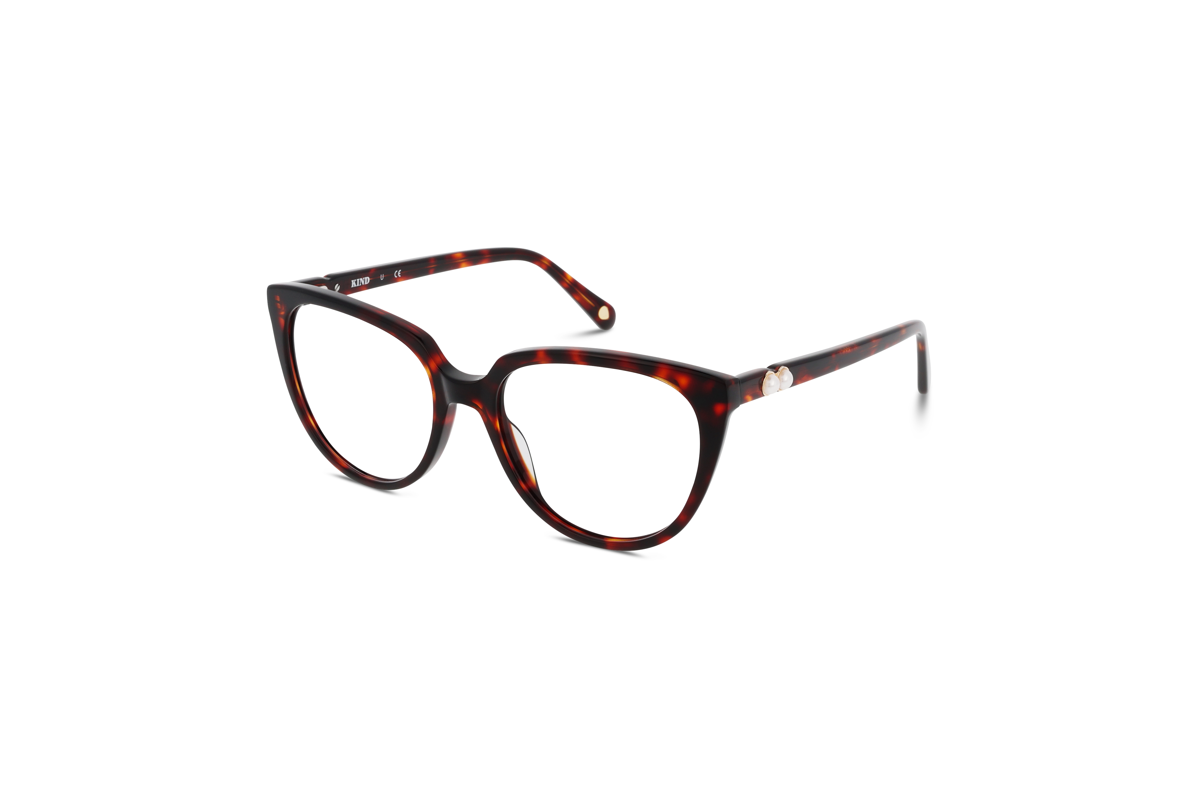 45° Ansicht der Brille KIND K1071 E25 in Rot auf weißem Hintergrund.