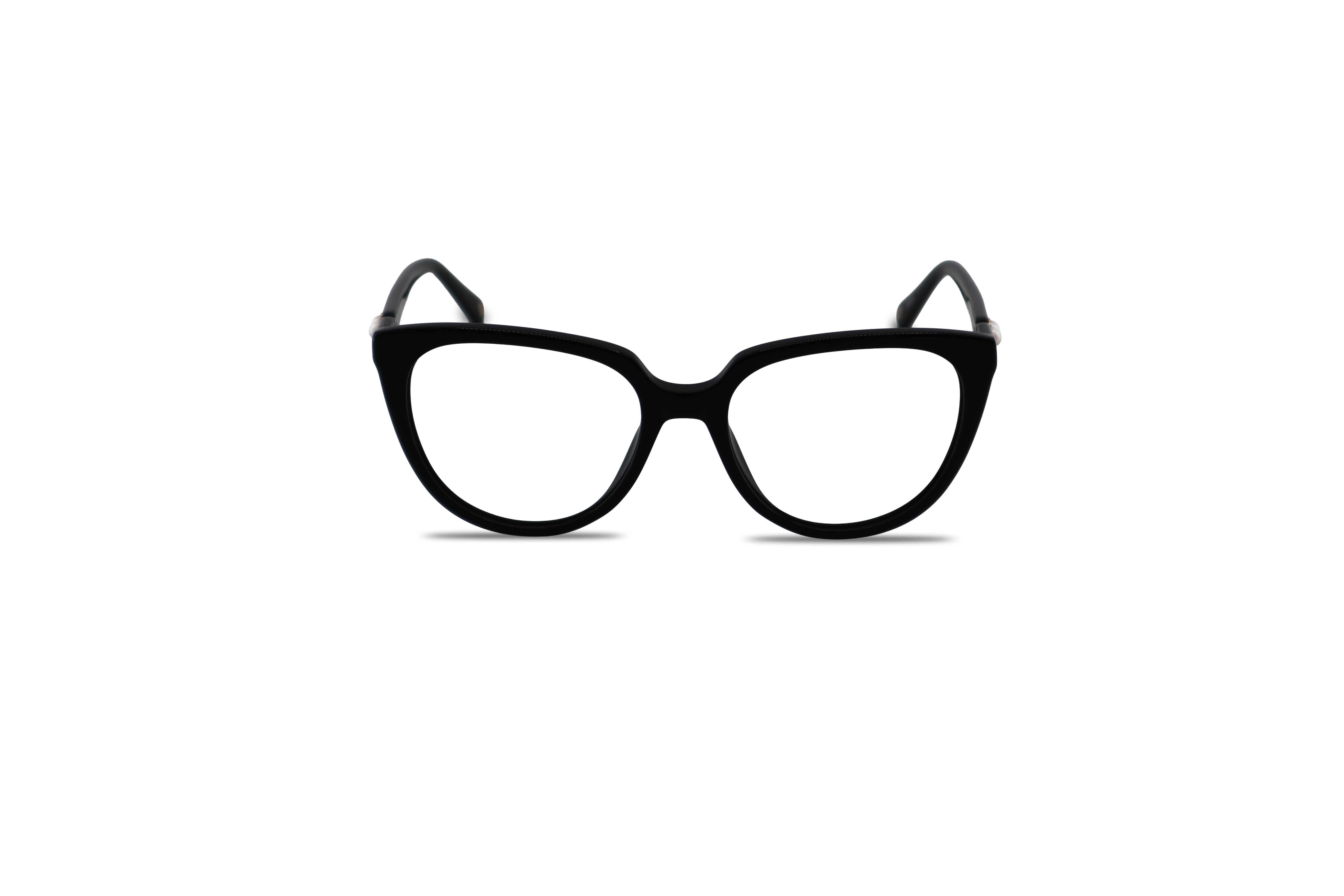 Die Brille KIND K1071 E25 in Schwarz auf weißem Hintergrund in Frontalansicht.